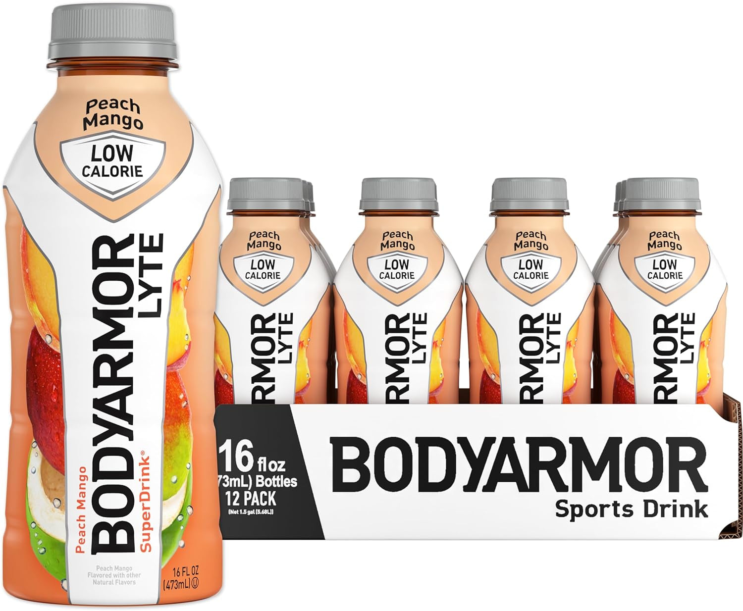 LYTE Sports Drink Low-Calorie Sports Beverage, Peach Mango, Coconut Water Hydration, Natural Flavors with Vitamins, Potassium-Packed Electrolytes, Perfect for Athletes, 16 Fl Oz (Pack of 12)