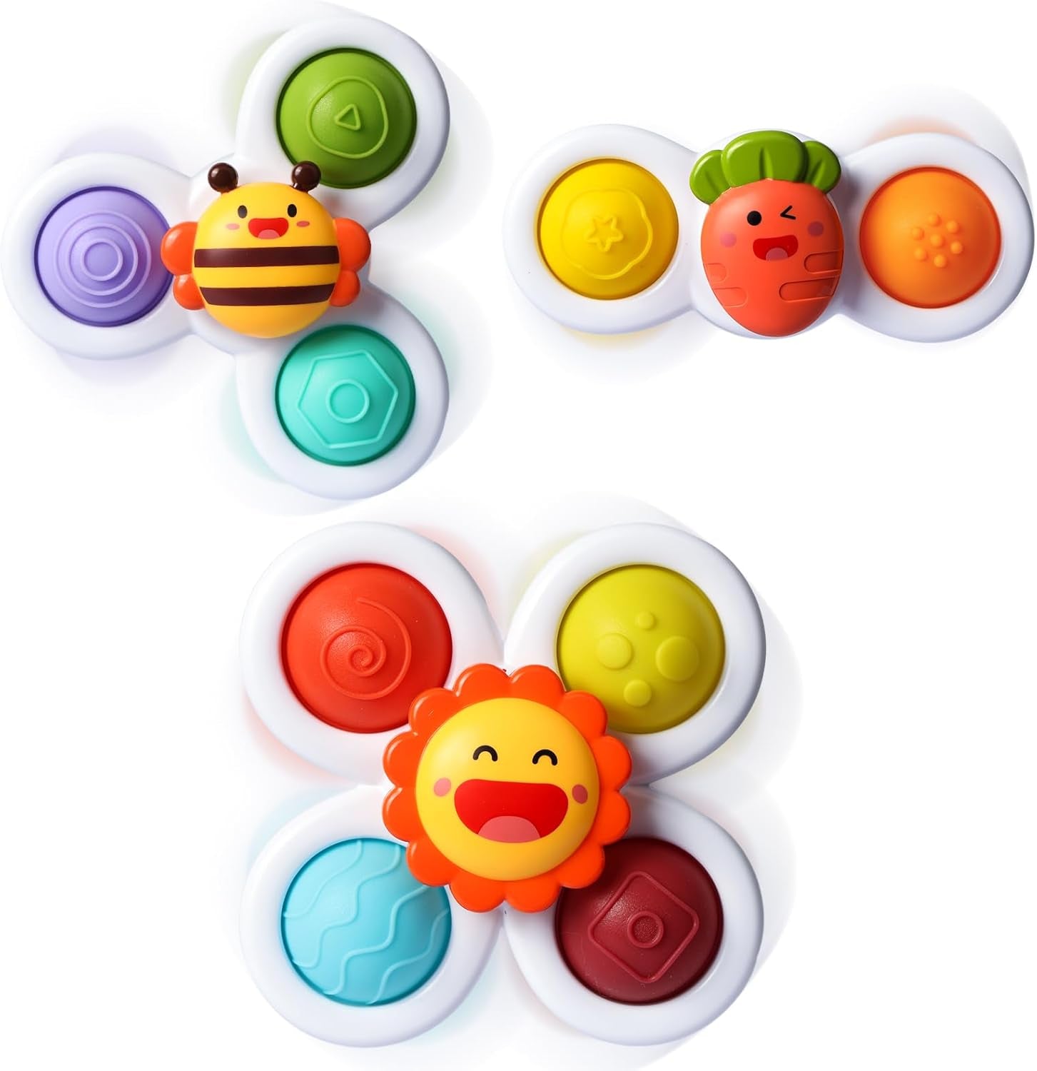 3PCS Pop Suction Cup Spinner Toys for 1 Year Old Boy Girl|Novelty Spinning Tops Toddler Toys Age 1-2|Sensory Baby Toys for Toddlers 1-3|12 18 Months Boy Birthday Gift for Infant