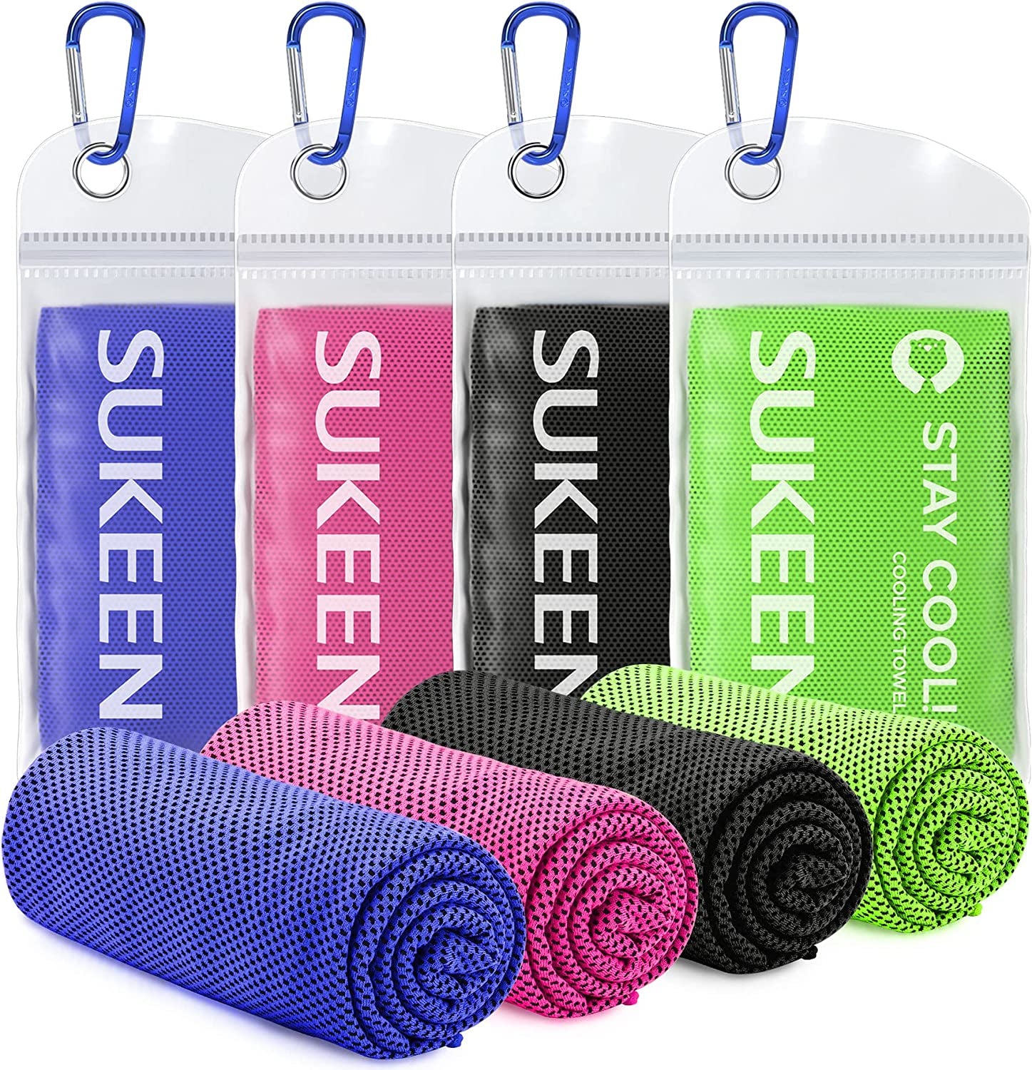 [4 Pack Cooling Towel (40"X12"), Ice Towel, Soft Breathable Chilly Towel, Microfiber Towel for Yoga, Sport, Running, Gym, Workout,Camping, Fitness, Workout & More Activities