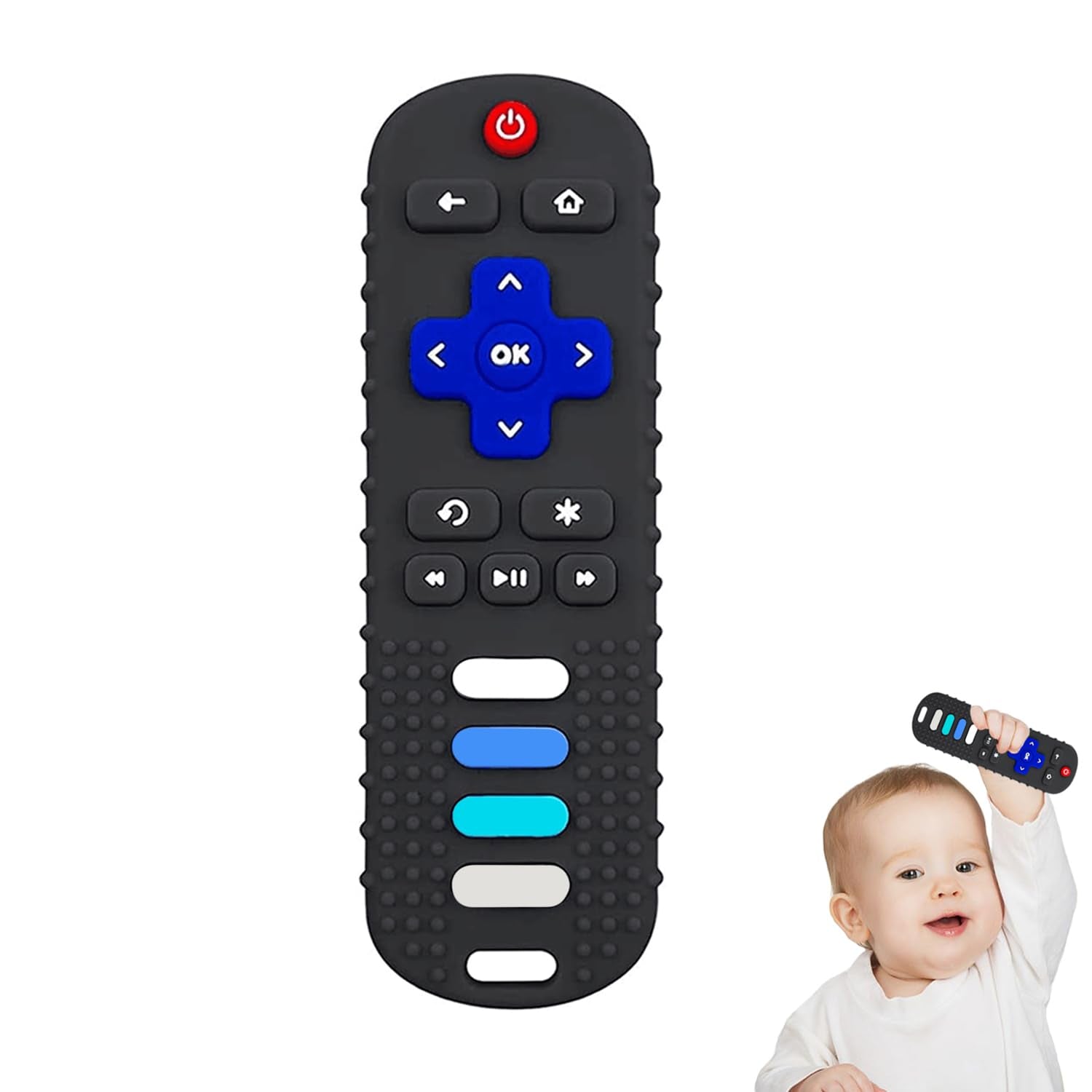 Baby Silicone Teething Toys, Toy Remote for Toddlers 6-18 Months, Kids Remote Teething Toy, TV Remote Teether Toys, BPA Free & Refrigerator Safe