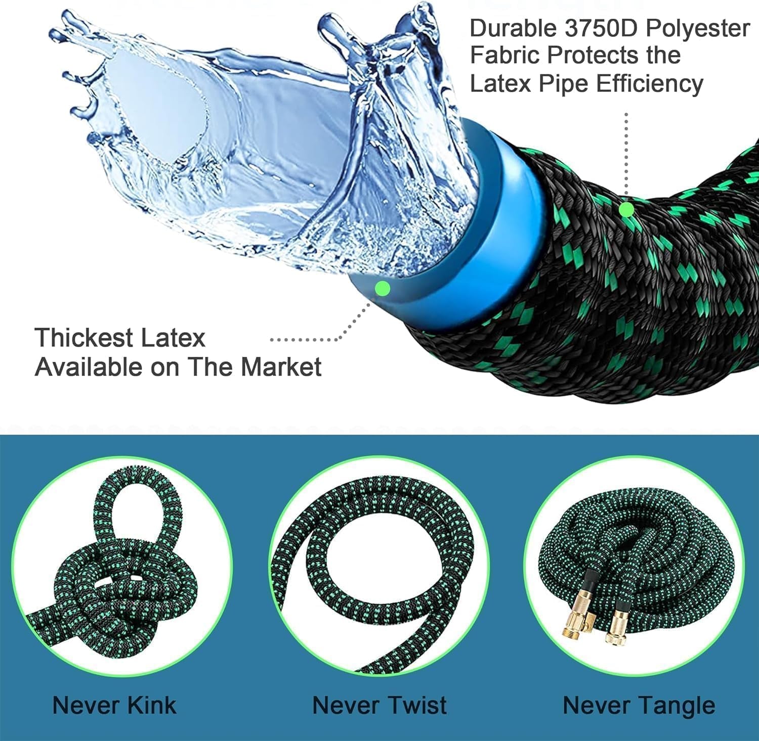 Expandable Garden Hose 100Ft - 10 Function Spray Nozzle, Superior Strength Flexible Hose with 3/4 Brass Connectors - Leakproof Lightweight Water Hose for Gardening and More...