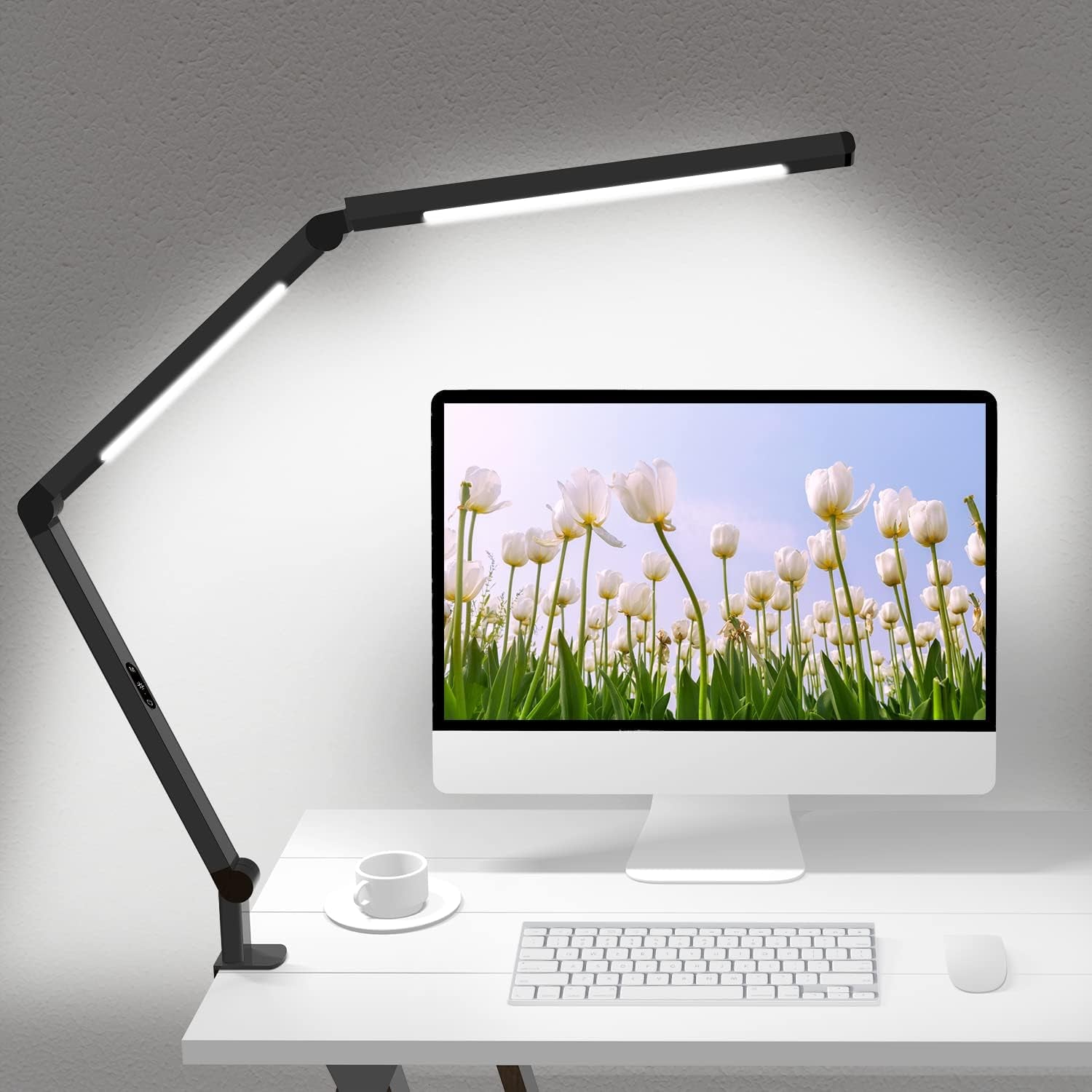 LED Desk Lamp with Clamp, Architect Desk Lamp with Dual Light and Adjustable Swing Arm, Clip-On Eye-Care 4 CCT Modes & 5 Brightness Levels Table Light Modern Desk Light for Home Office