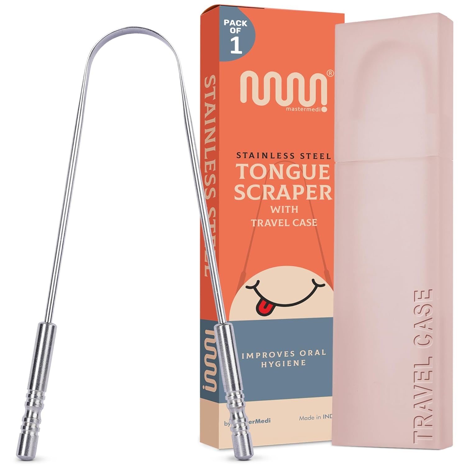 Tongue Scraper with Case Easy to Use Tongue Scraper for Adults, Tongue Cleaner for Oral Care & Hygiene (Single Pack (With Travel Case))