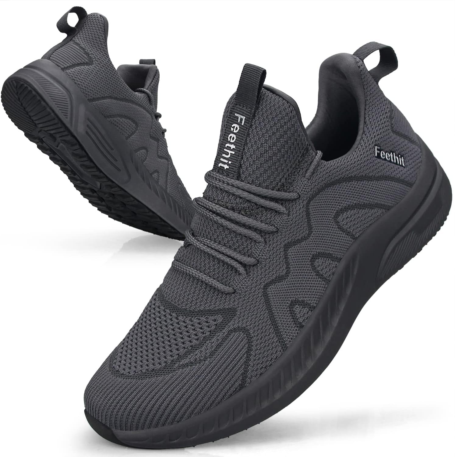 Mens Non Slip Walking Sneakers Lightweight Breathable Slip on Running Shoes Athletic Gym Tennis Shoes for Men