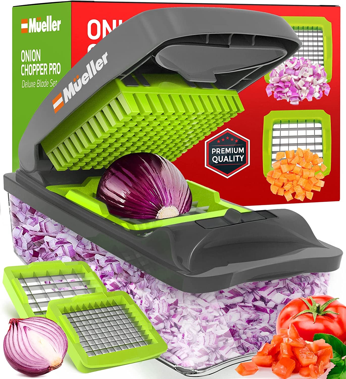 Pro-Series 10-In-1, 8 Blade Vegetable Chopper, Onion Mincer, Cutter, Dicer, Egg Slicer with Container, French Fry Cutter, Potato Slicer, Home Essentials & Kitchen Gadgets, Salad Chopper