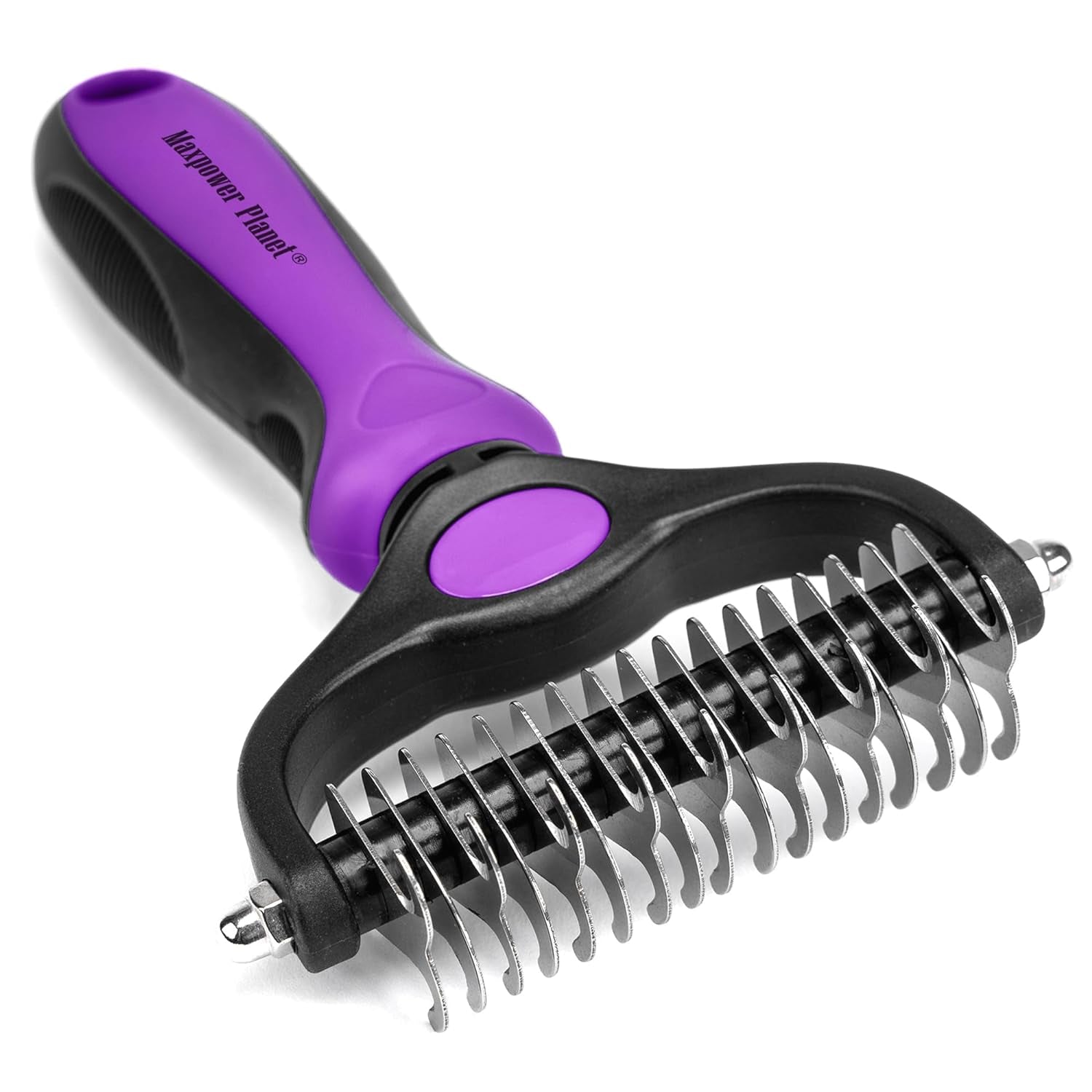 Pet Grooming Rake - Double-Sided Dematting Undercoat Brush for Dogs and Cats, Extra Wide, Reduces Shedding by 95%, Blue