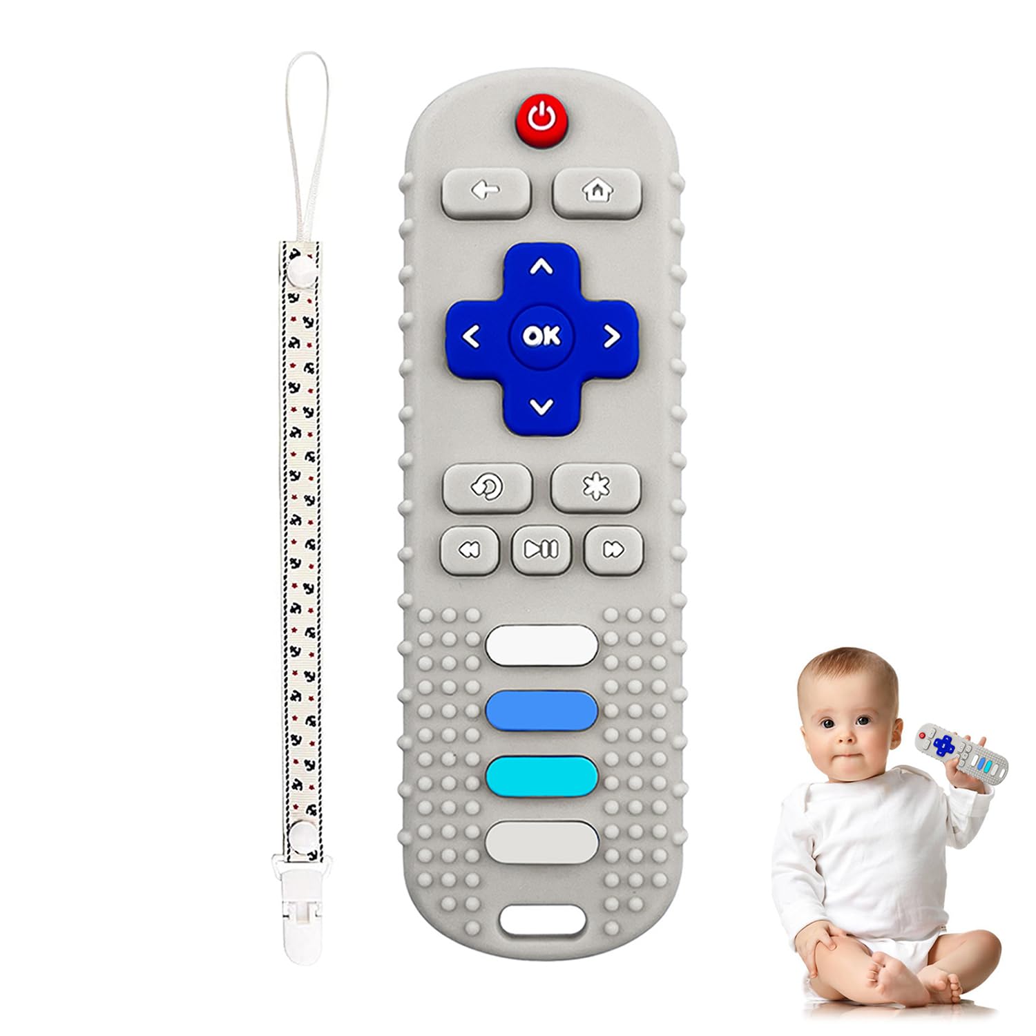 Baby Silicone Teething Toys, Toy Remote for Toddlers 6-18 Months, Kids Remote Teething Toy, TV Remote Teether Toys, BPA Free & Refrigerator Safe