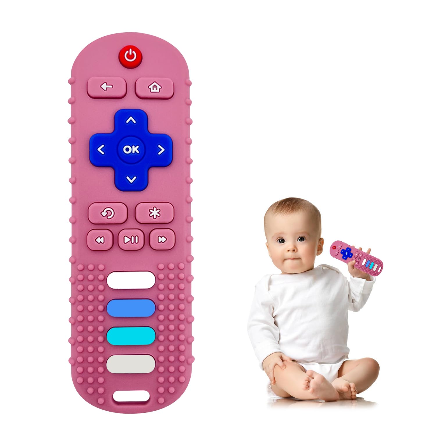 Baby Silicone Teething Toys, Toy Remote for Toddlers 6-18 Months, Kids Remote Teething Toy, TV Remote Teether Toys, BPA Free & Refrigerator Safe