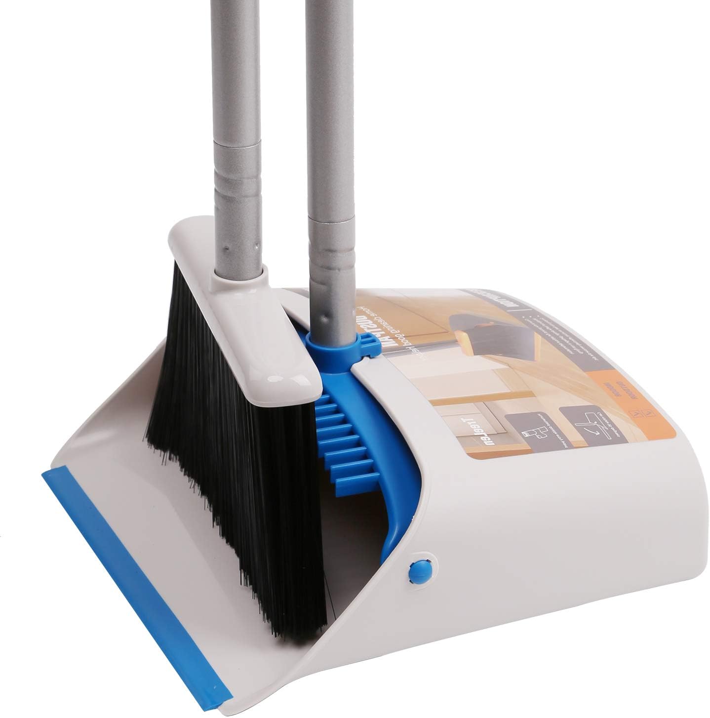 Broom and Dustpan Set with 52" Long Handle for Home Kitchen Room Office Lobby Floor Use Upright Stand up Stand up Broom with Dustpan Combo