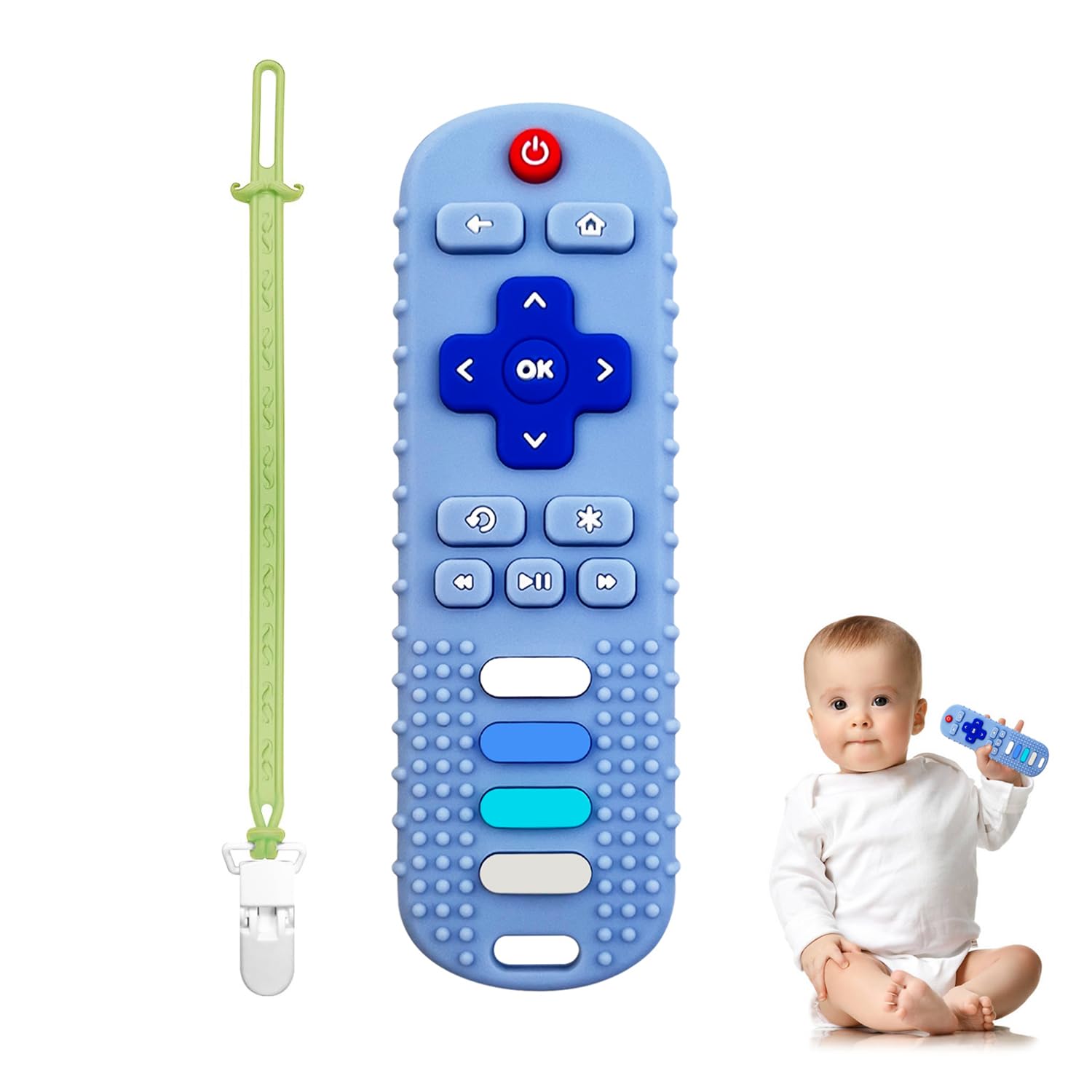 Baby Silicone Teething Toys, Toy Remote for Toddlers 6-18 Months, Kids Remote Teething Toy, TV Remote Teether Toys, BPA Free & Refrigerator Safe