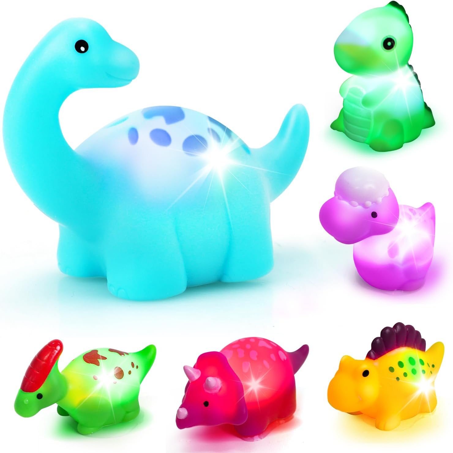 Dinosaur Bath Toys for Kids Ages 4-8, Bath Toys for Kids Ages 1-3, Light up Bath Toys for Boys Girls, Toddler Bath Time Toy, Baby Bath Toys, No Hole Bath Toys, Bathtub Toy for Toddler.