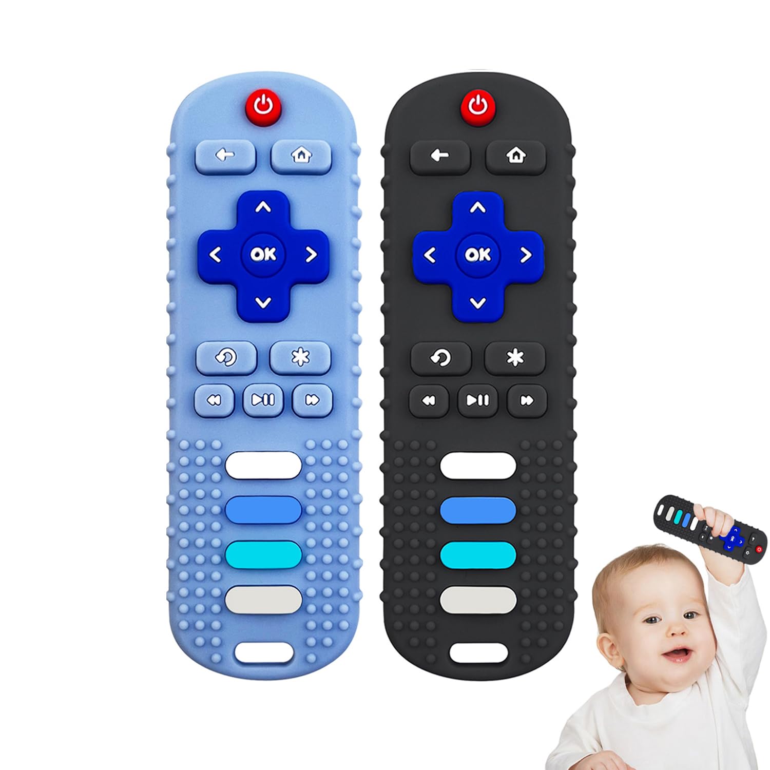 Baby Silicone Teething Toys, Toy Remote for Toddlers 6-18 Months, Kids Remote Teething Toy, TV Remote Teether Toys, BPA Free & Refrigerator Safe