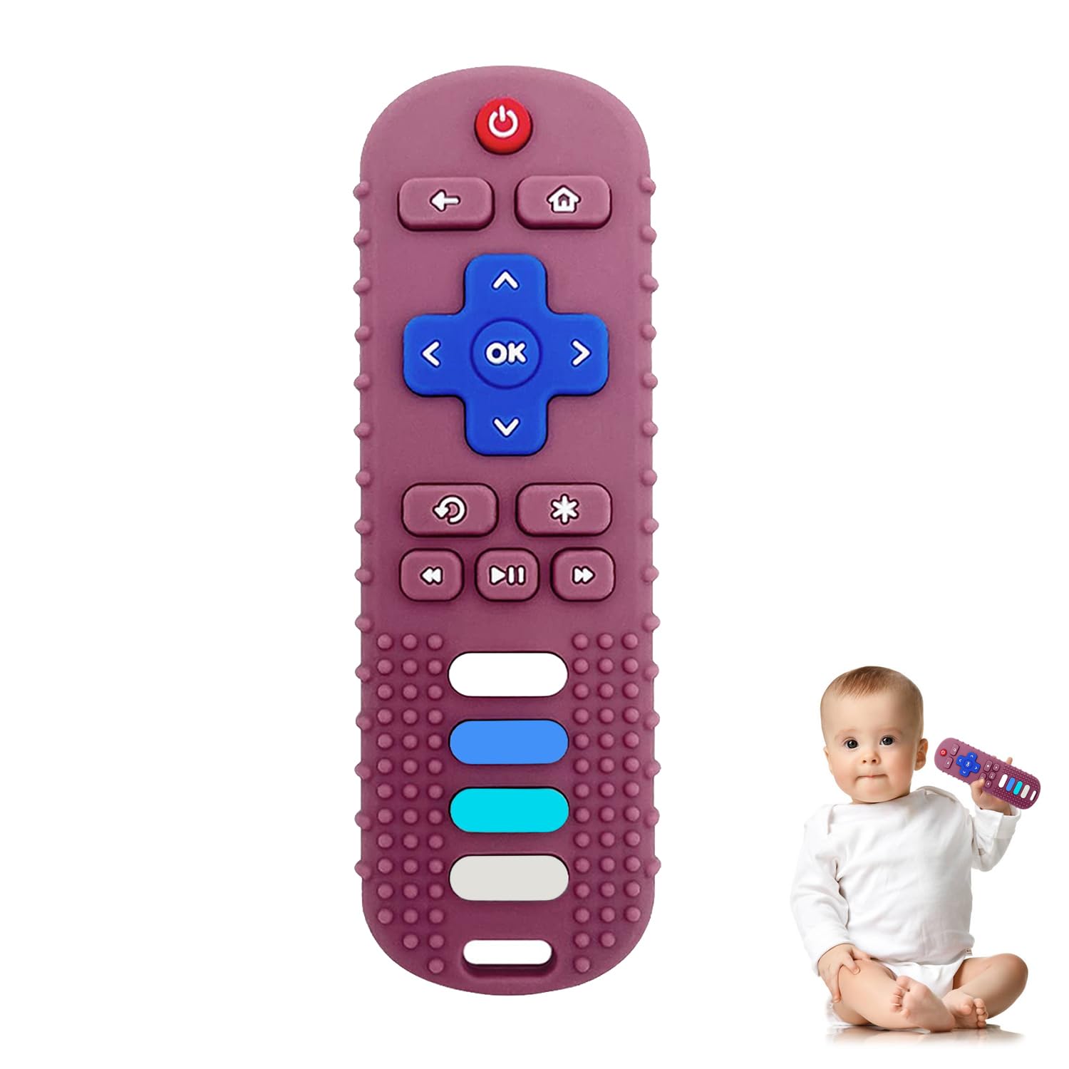 Baby Silicone Teething Toys, Toy Remote for Toddlers 6-18 Months, Kids Remote Teething Toy, TV Remote Teether Toys, BPA Free & Refrigerator Safe