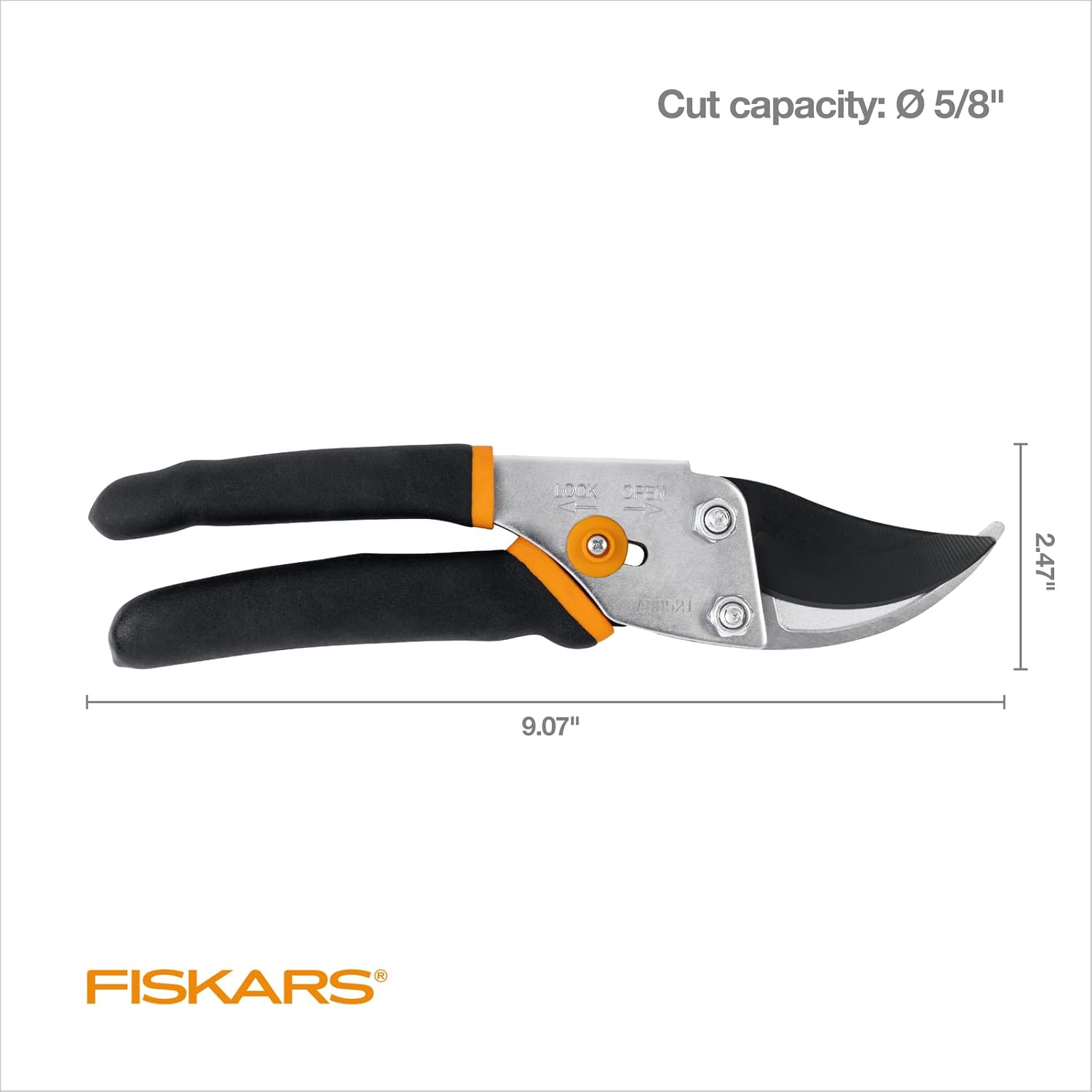 Bypass Pruning Shears, 5/8-Inch Cut Capacity Garden Clippers, Gardening Scissors with Sharp, Rust Resistant Steel Blade