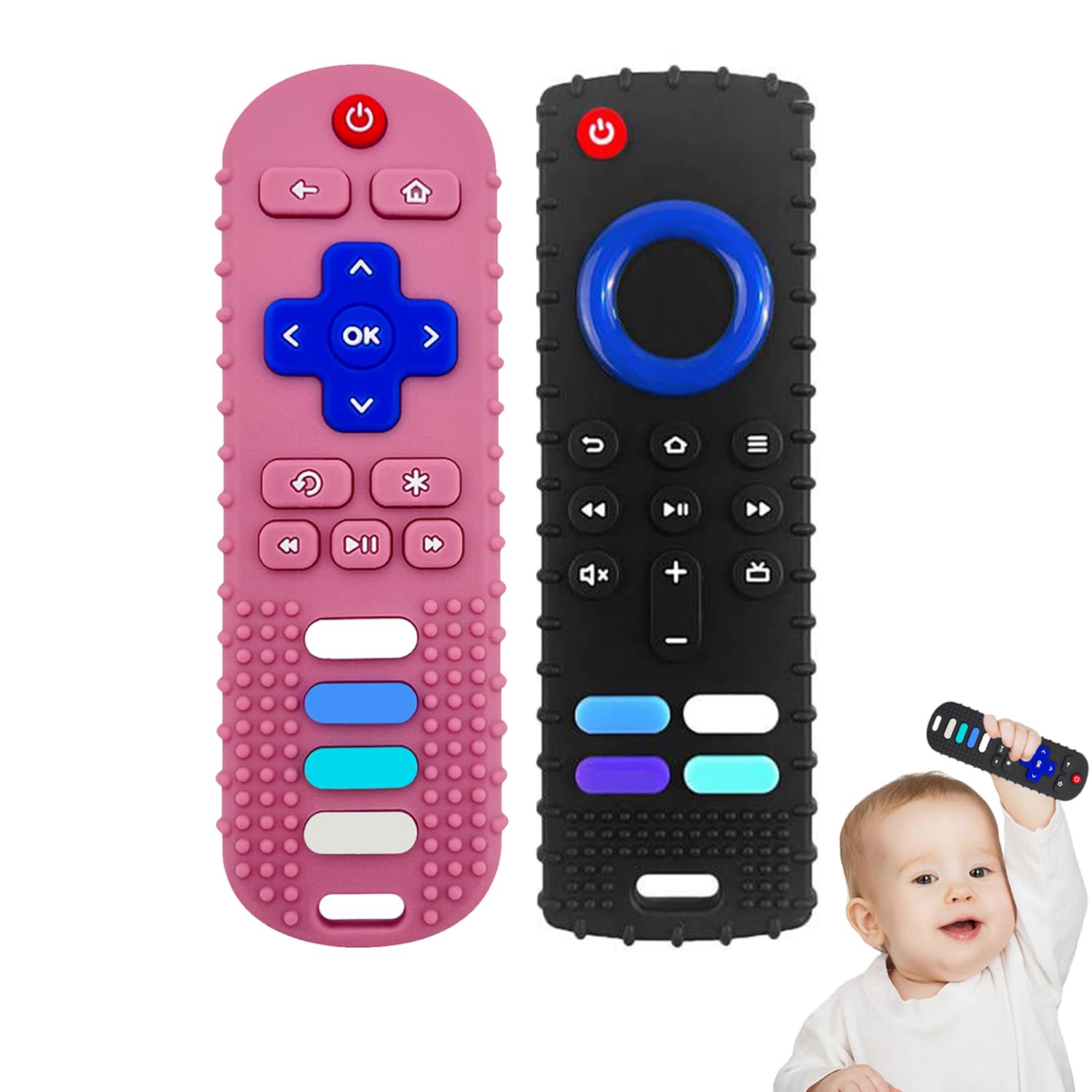 Baby Silicone Teething Toys, Toy Remote for Toddlers 6-18 Months, Kids Remote Teething Toy, TV Remote Teether Toys, BPA Free & Refrigerator Safe