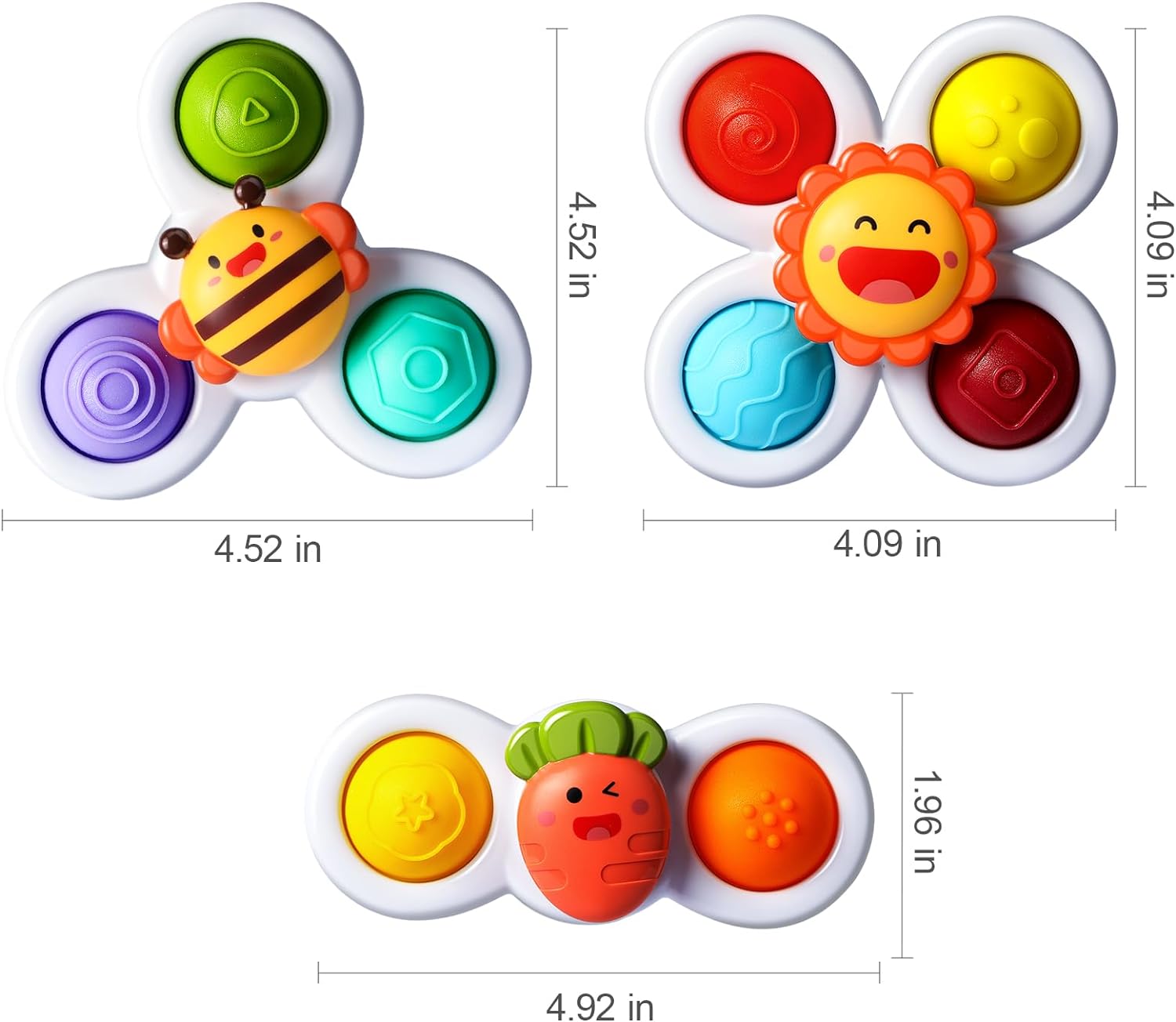 3PCS Pop Suction Cup Spinner Toys for 1 Year Old Boy Girl|Novelty Spinning Tops Toddler Toys Age 1-2|Sensory Baby Toys for Toddlers 1-3|12 18 Months Boy Birthday Gift for Infant