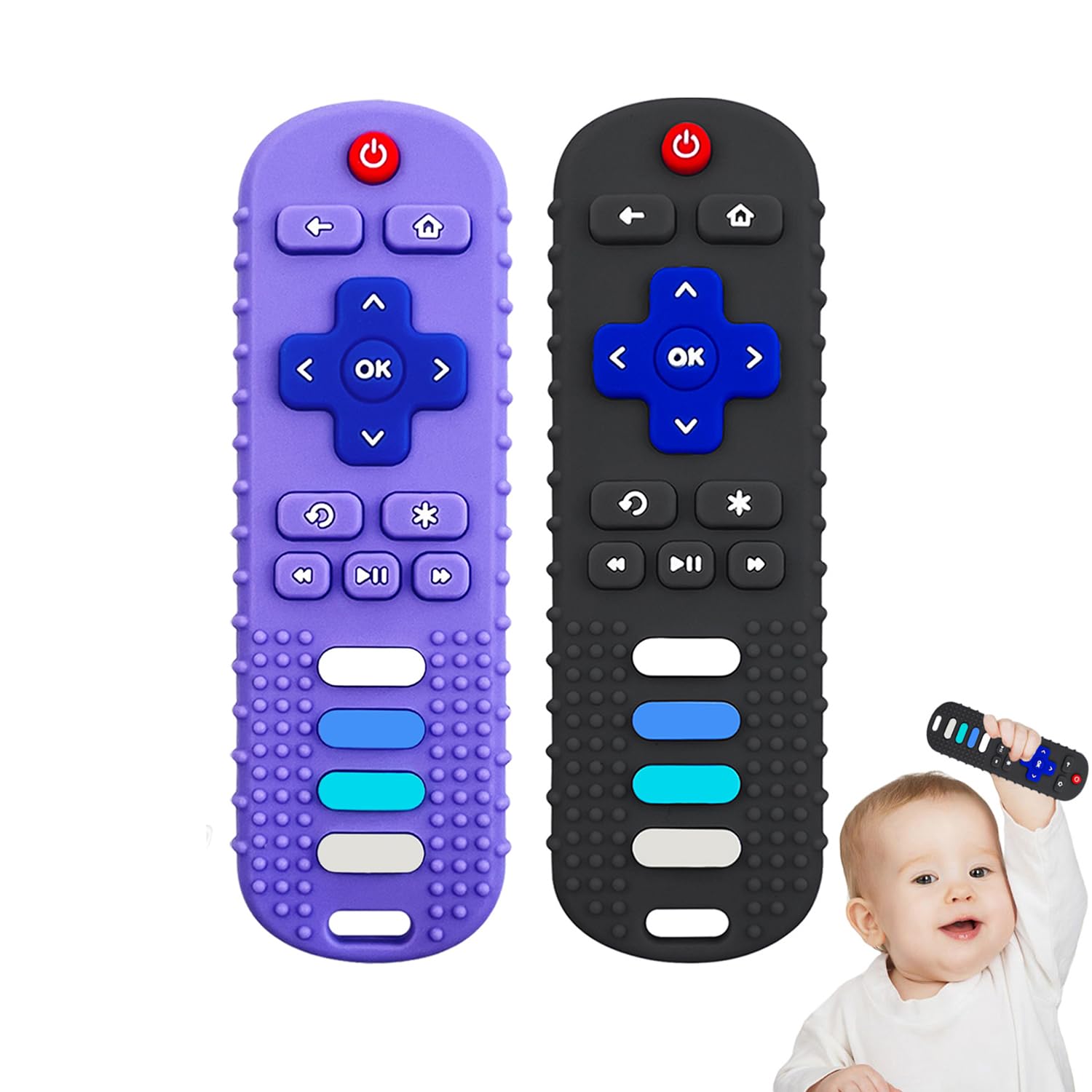 Baby Silicone Teething Toys, Toy Remote for Toddlers 6-18 Months, Kids Remote Teething Toy, TV Remote Teether Toys, BPA Free & Refrigerator Safe