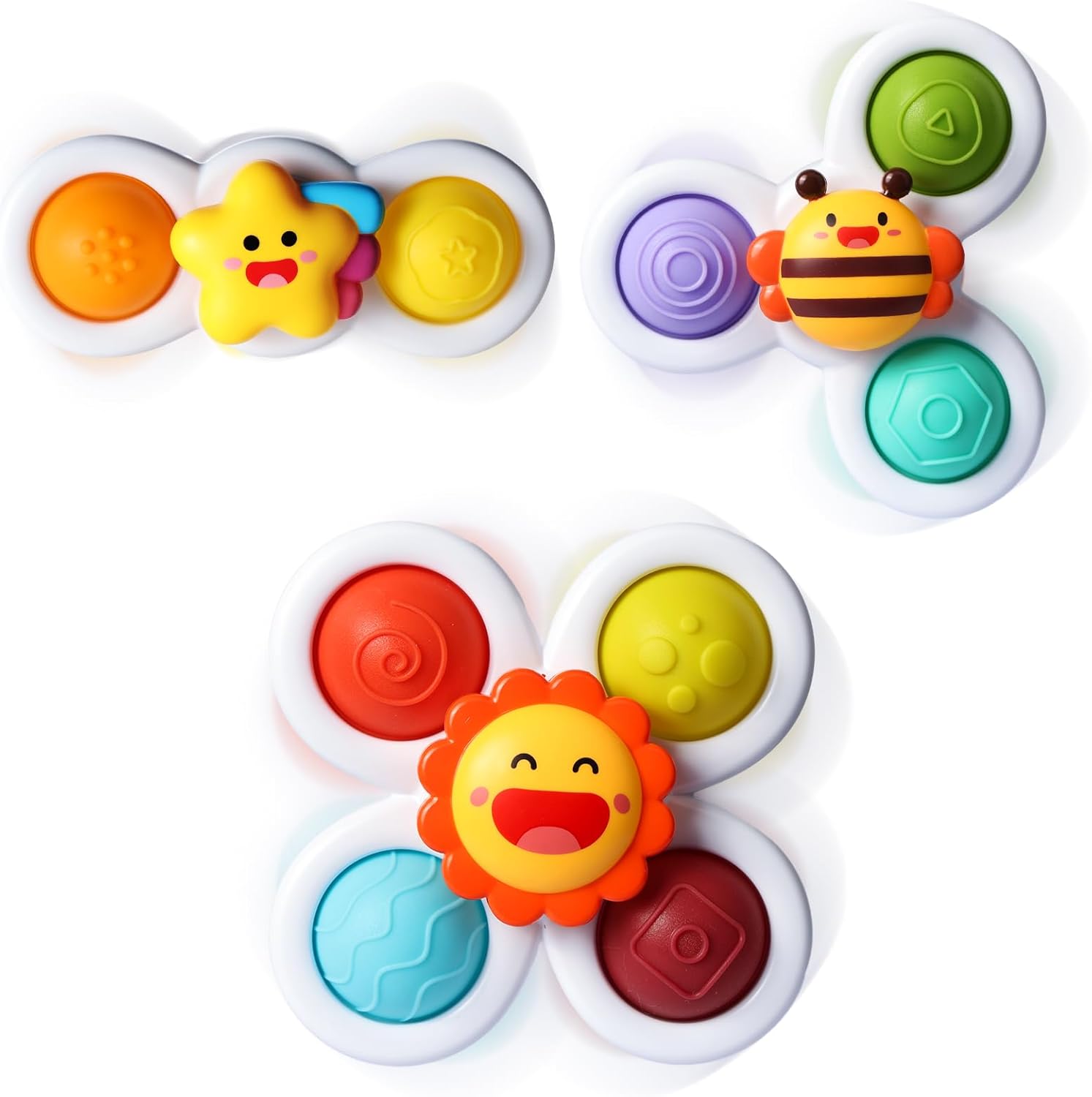 3PCS Pop Suction Cup Spinner Toys for 1 Year Old Boy Girl|Novelty Spinning Tops Toddler Toys Age 1-2|Sensory Baby Toys for Toddlers 1-3|12 18 Months Boy Birthday Gift for Infant