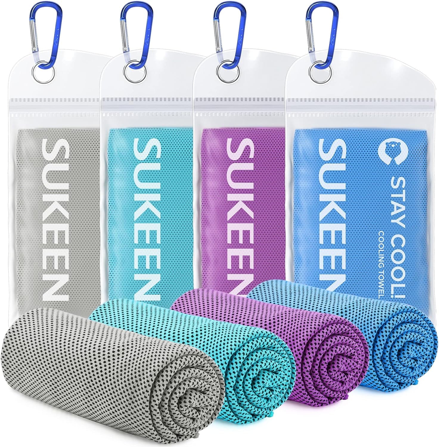 [4 Pack Cooling Towel (40"X12"), Ice Towel, Soft Breathable Chilly Towel, Microfiber Towel for Yoga, Sport, Running, Gym, Workout,Camping, Fitness, Workout & More Activities