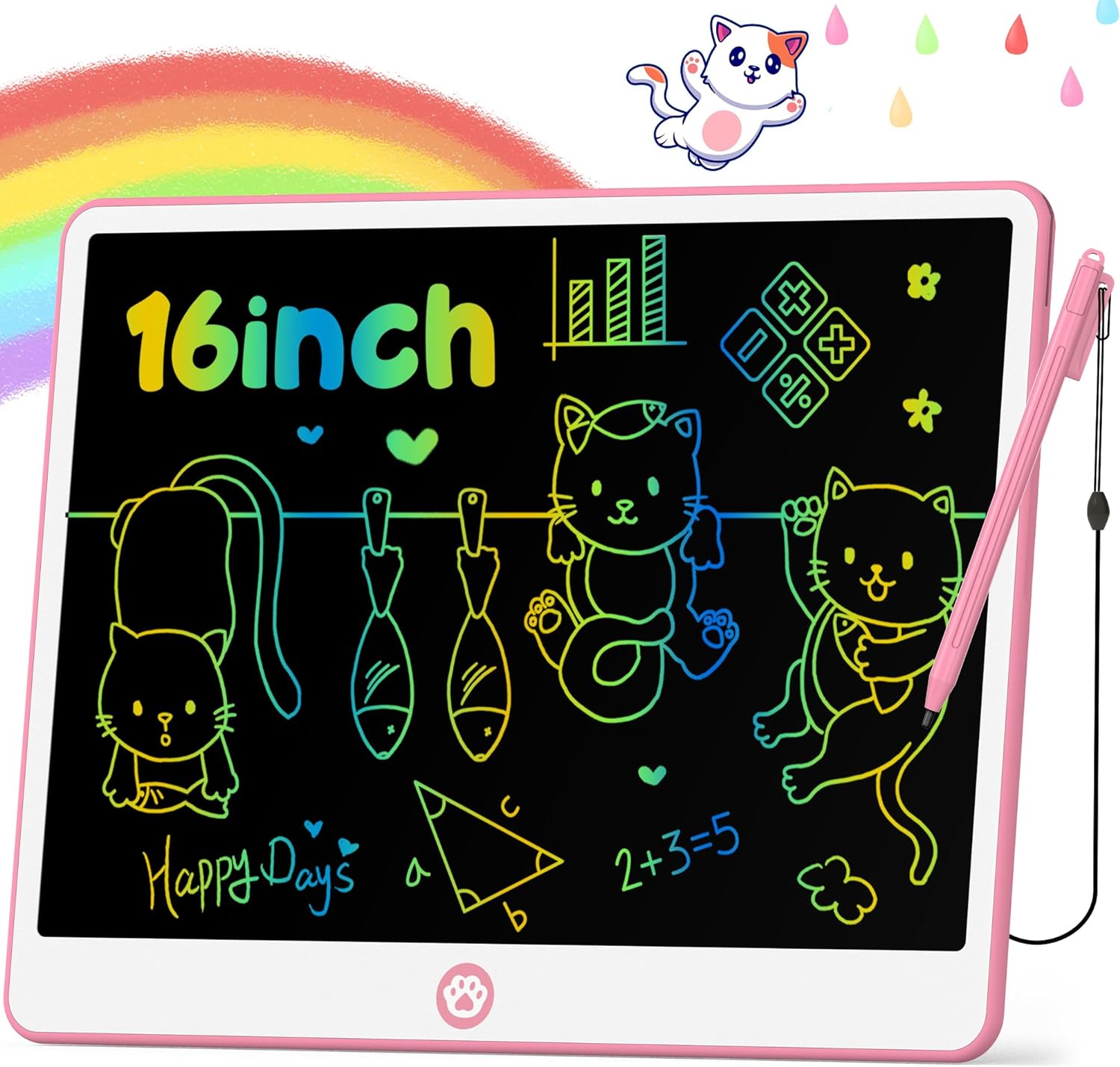 LCD Writing Tablet for Kids 8.8 Inch, Kids Toys for Girls Boys Drawing Pad for 3 4 5 6 7 8 Year Old Kid, Toddler Drawing Doodle Board Travel Essentials Christmas Birthday Gift for Kids -Pink