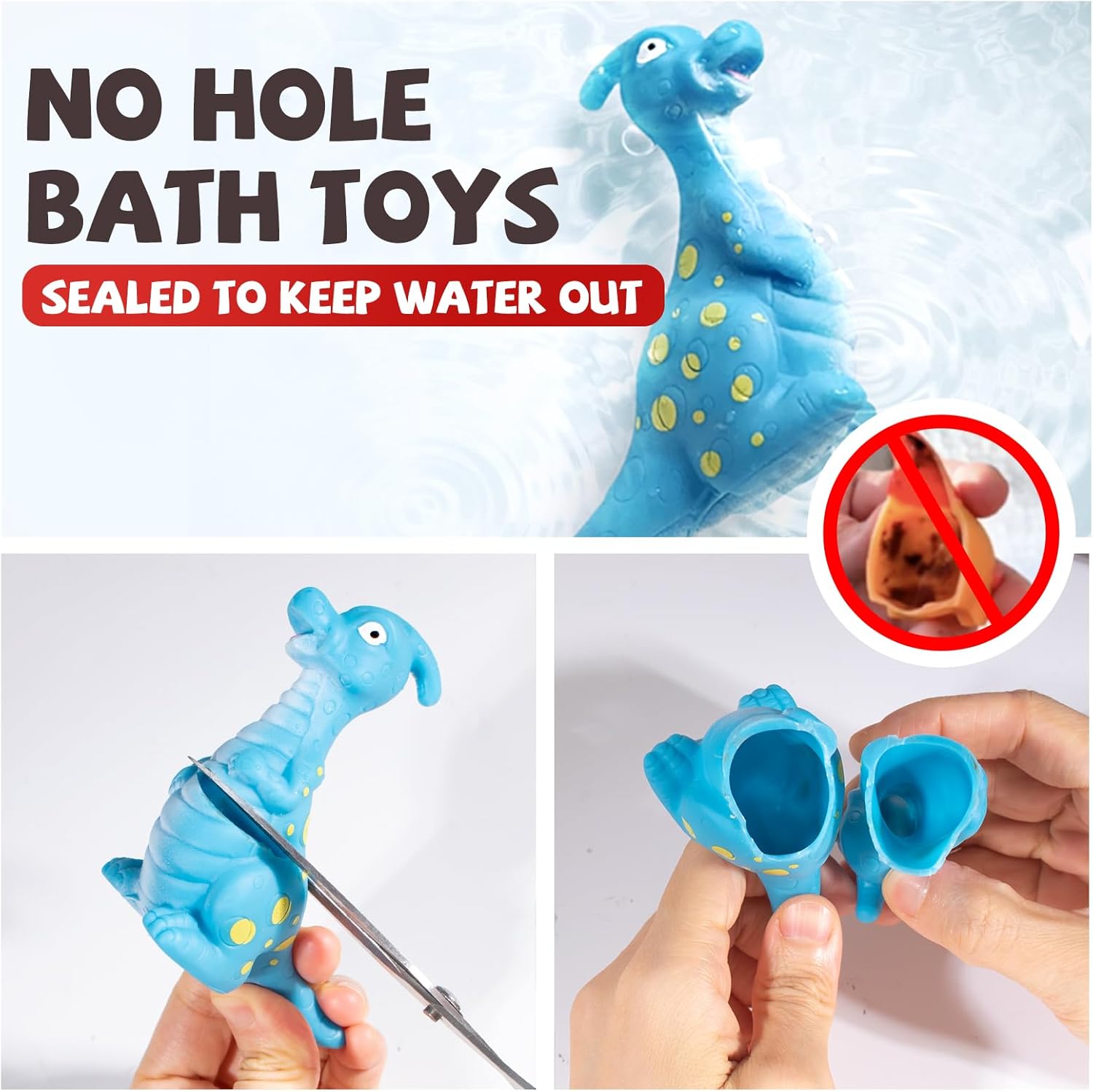 Dinosaur Bath Toys - No Hole Bath Toys for Kids,Baby Bath Toys for Shower Water Pool Toys