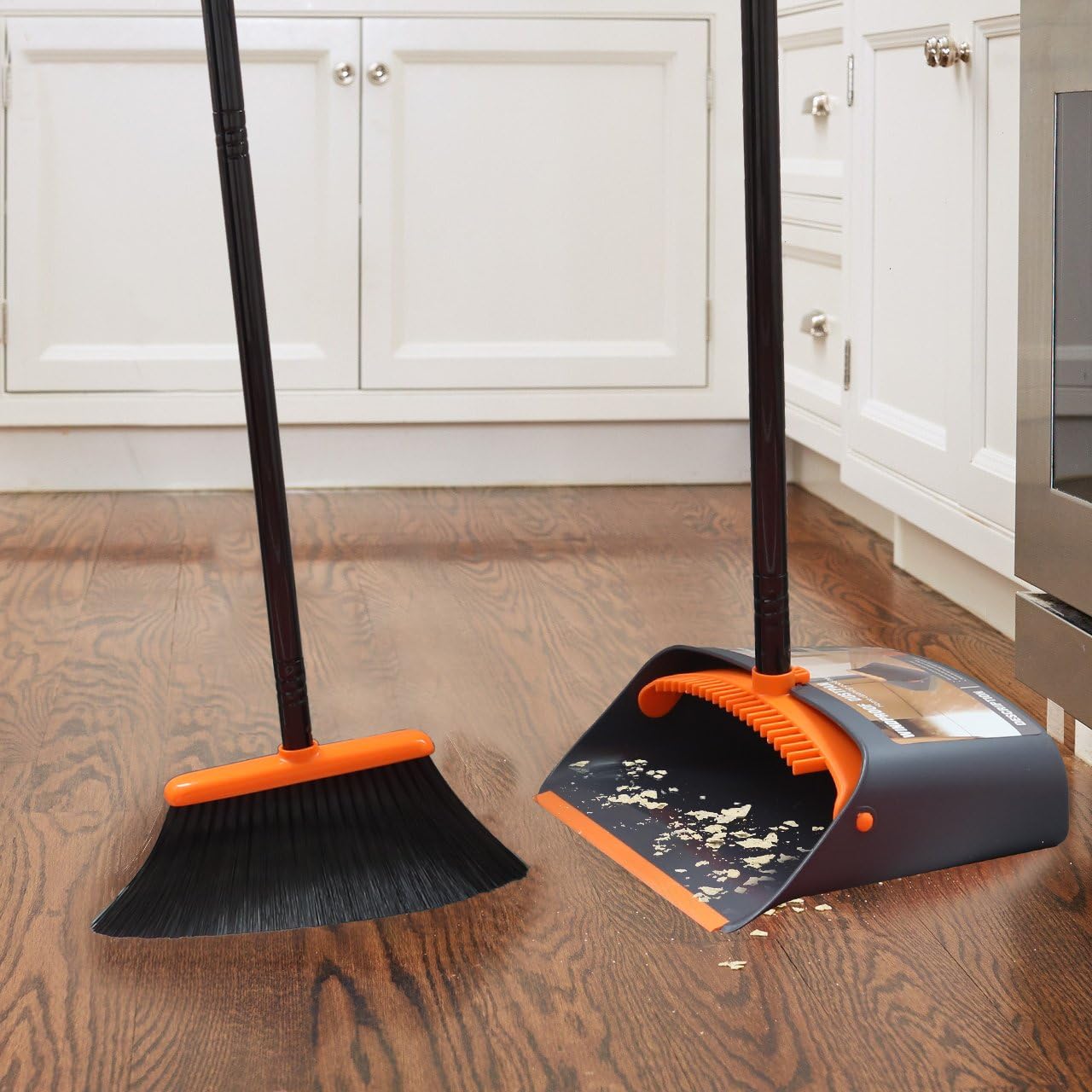 Broom and Dustpan Set with 52" Long Handle for Home Kitchen Room Office Lobby Floor Use Upright Stand up Stand up Broom with Dustpan Combo