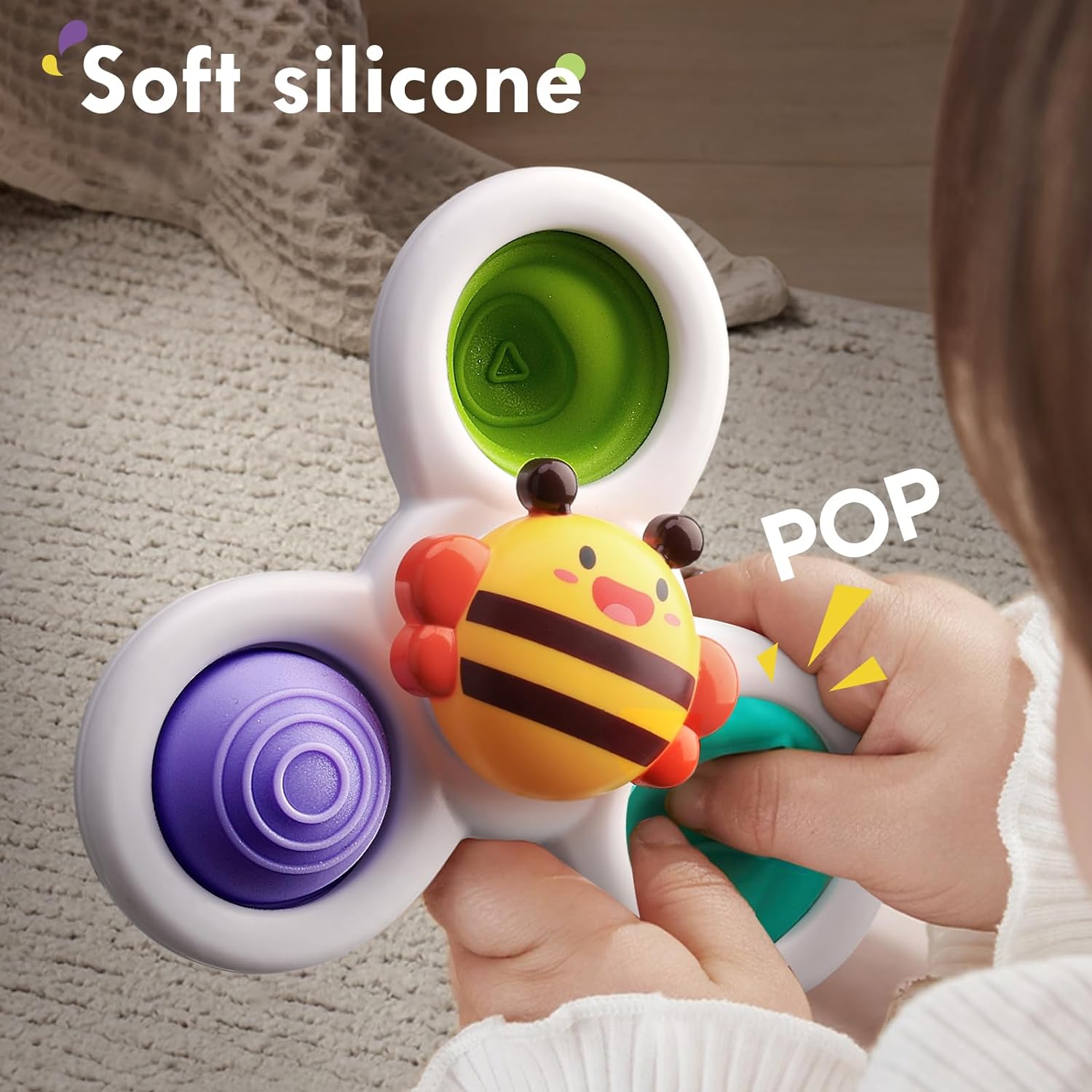 3PCS Pop Suction Cup Spinner Toys for 1 Year Old Boy Girl|Novelty Spinning Tops Toddler Toys Age 1-2|Sensory Baby Toys for Toddlers 1-3|12 18 Months Boy Birthday Gift for Infant