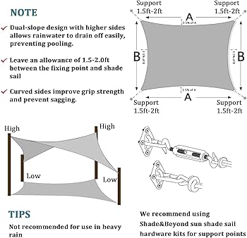 Sun Shade Sail Rectangular Curved Canopy 12'X16' Sail Shade Light Grey Sun Shades Permeable for Patios Backyard Deck (We Make Customized Size)