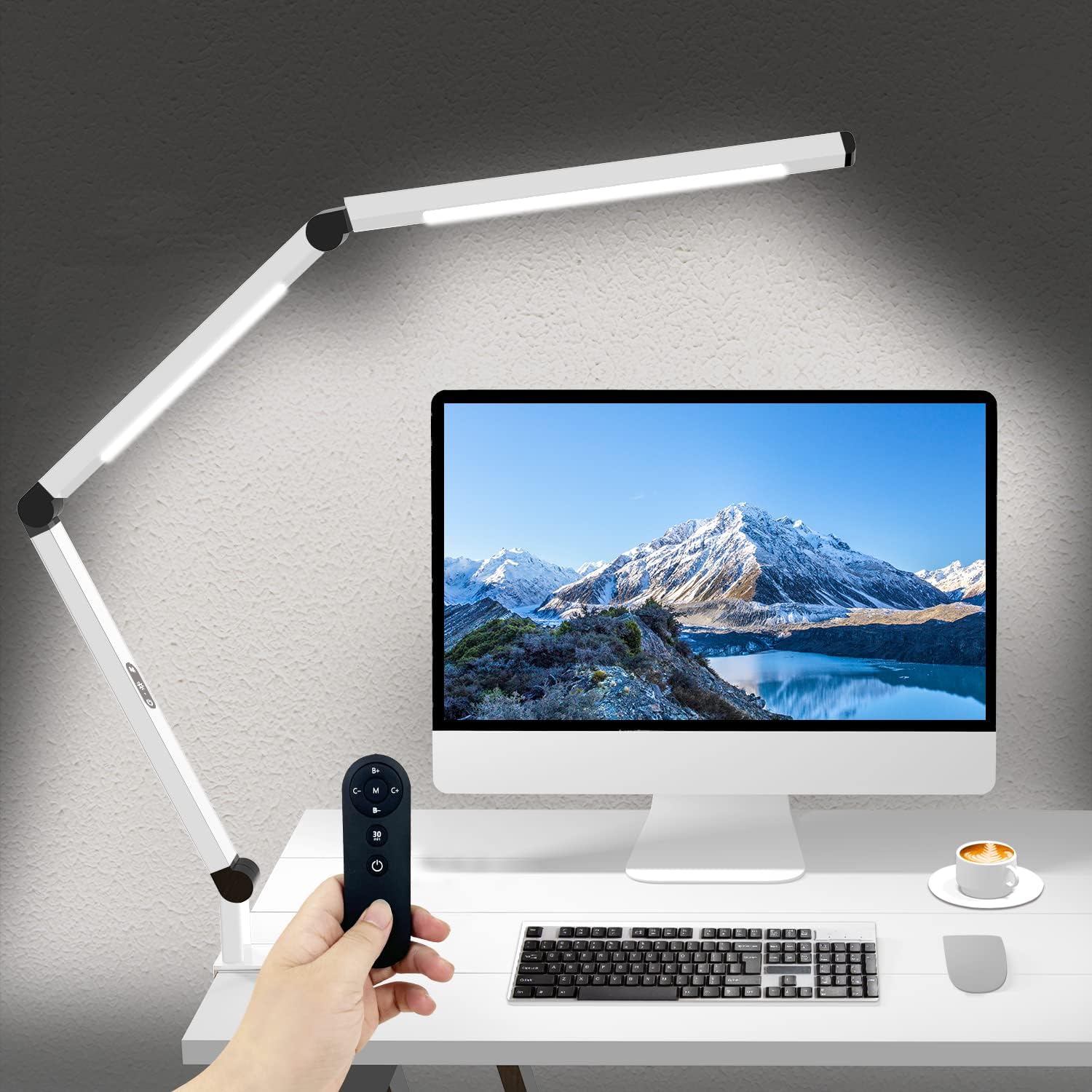 LED Desk Lamp with Clamp, Architect Desk Lamp with Dual Light and Adjustable Swing Arm, Clip-On Eye-Care 4 CCT Modes & 5 Brightness Levels Table Light Modern Desk Light for Home Office