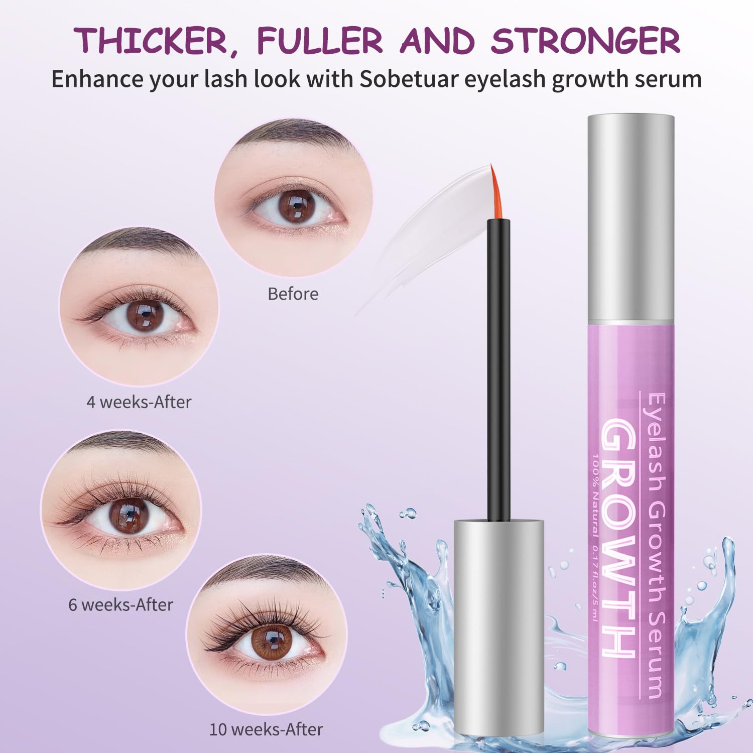 Advanced Eyelash Growth Serum with Natural Formula,Enhancement Lash Booster for Longer Fuller and Thicker Lash Enhancing Serum 5Ml