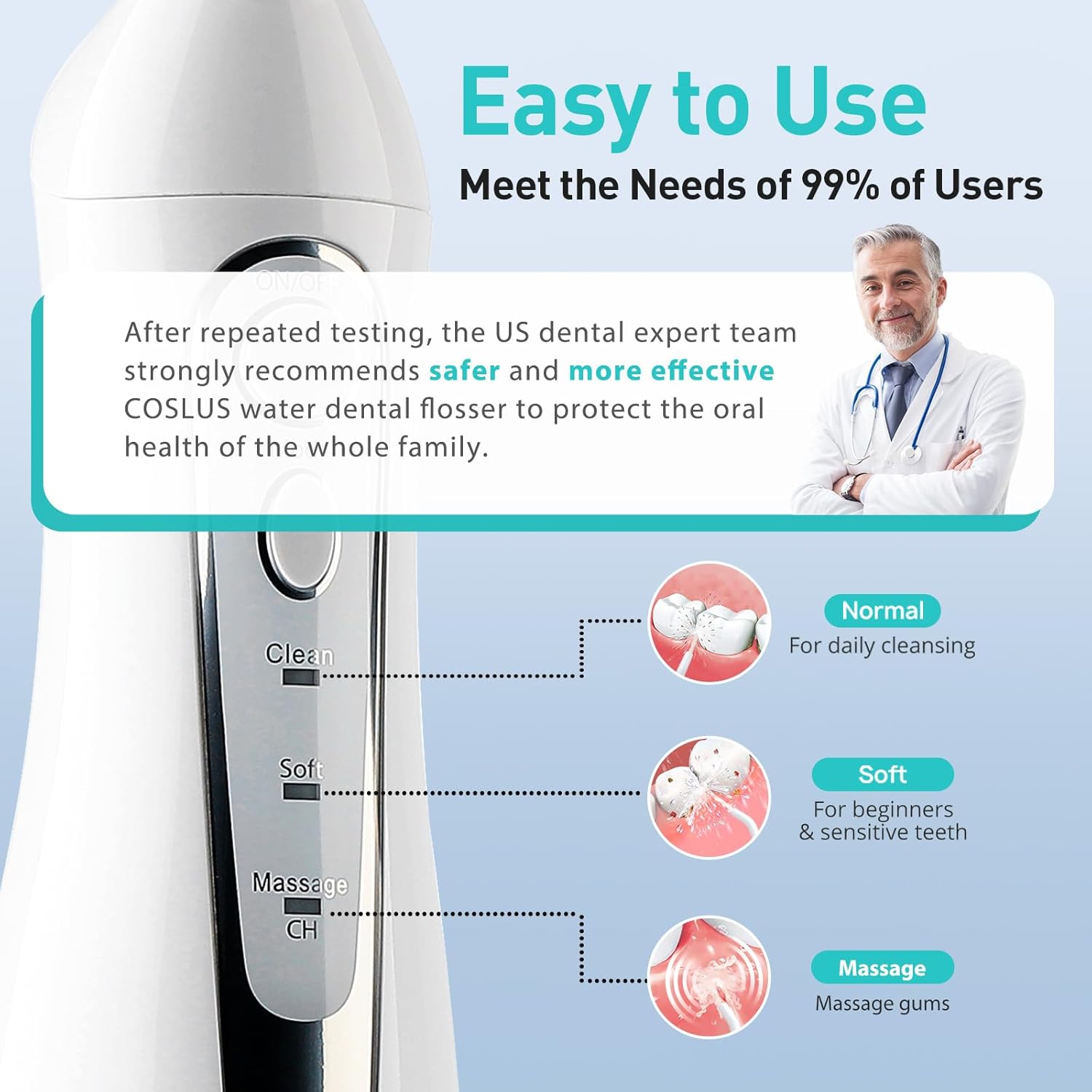 Water Dental Flosser Teeth Pick: Portable Cordless Oral Irrigator 300ML Rechargeable Travel Irrigation Cleaner IPX7 Waterproof Electric Flossing Machine for Teeth Cleaning F5020E White