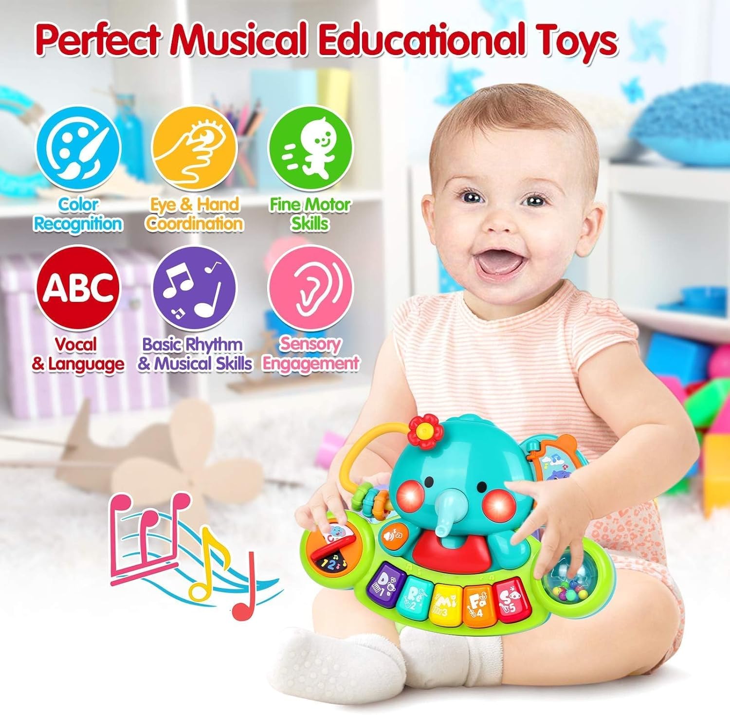 Baby Piano Toy 6 to 12 Months Light up Music Baby Toys for 0 6 9 12 18 Months Early Learning Educational Piano Keyboard Infant Toys Baby Girl Piano Toy 1 Year Old Boy Girl Gifts