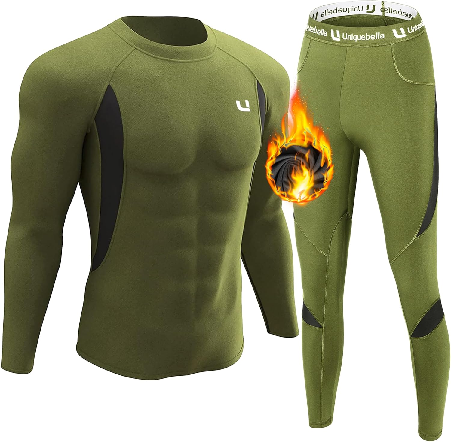 Men'S Thermal Underwear Sets Top & Long Johns Fleece Sweat Quick Drying Thermo Base Layer