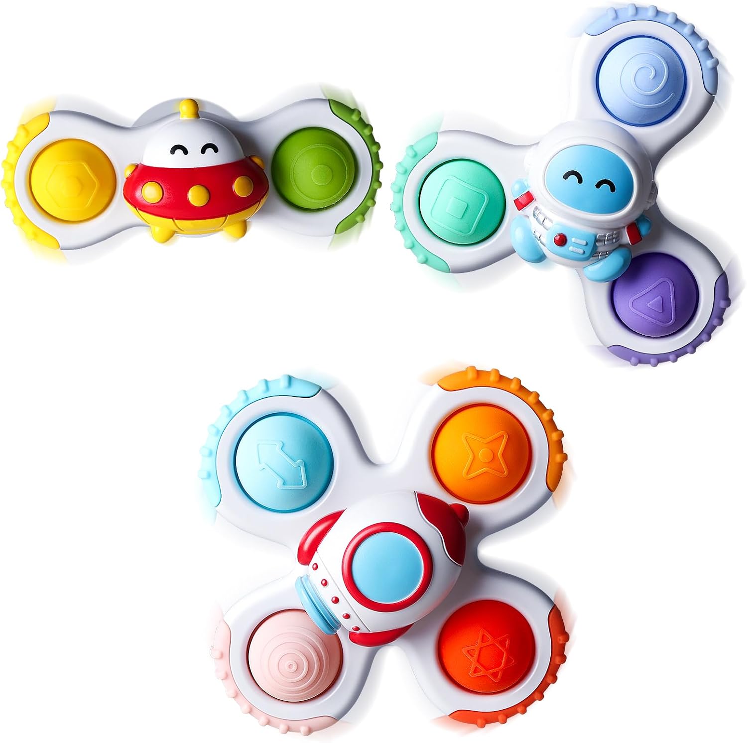 3PCS Pop Suction Cup Spinner Toys for 1 Year Old Boy Girl|Novelty Spinning Tops Toddler Toys Age 1-2|Sensory Baby Toys for Toddlers 1-3|12 18 Months Boy Birthday Gift for Infant