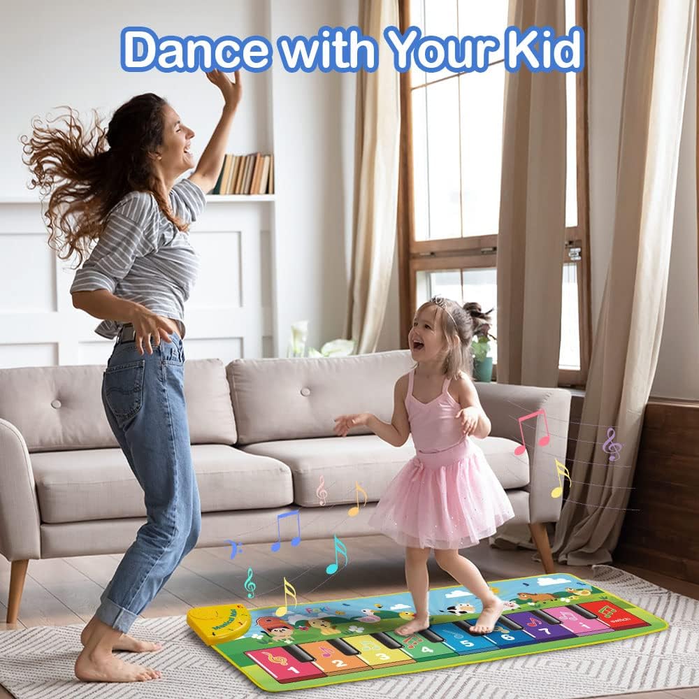 Floor Piano Mat for Toddlers, Baby Kid Sensory Educational Dancing Keyboard Carpet Animal Sounds Blanket Touch Playmat Musical Mats Birthday Toddler Toys for 1 2 3 4 5 Year Old Boy Girl Gifts