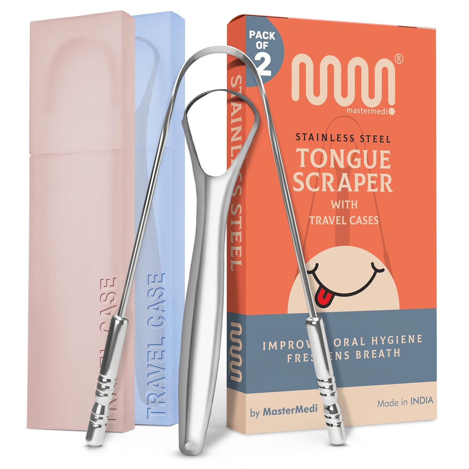 Tongue Scraper with Case Easy to Use Tongue Scraper for Adults, Tongue Cleaner for Oral Care & Hygiene (Single Pack (With Travel Case))