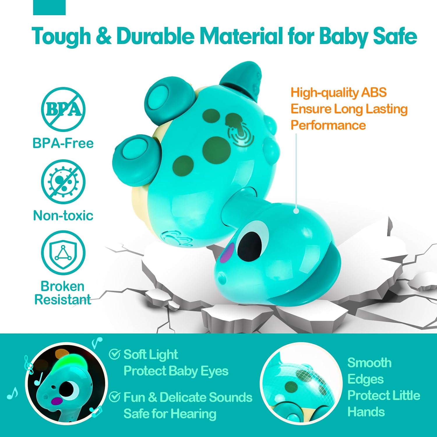 Baby Toys 6-12 Months Touch & Go Musical Light Infant Toys Crawling Baby Toys 12-18 Months Tummy Time Toys for 1 Year Old Boy Gifts Girl Toddlers Christmas Stocking Stuffers