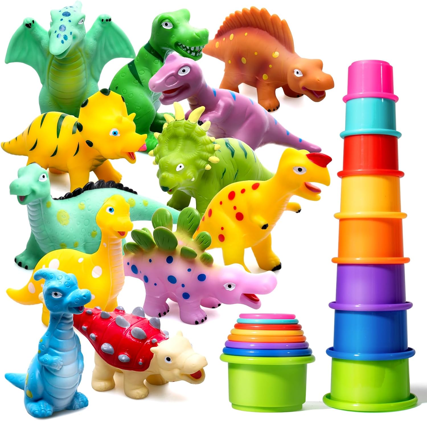 Dinosaur Bath Toys - No Hole Bath Toys for Kids,Baby Bath Toys for Shower Water Pool Toys