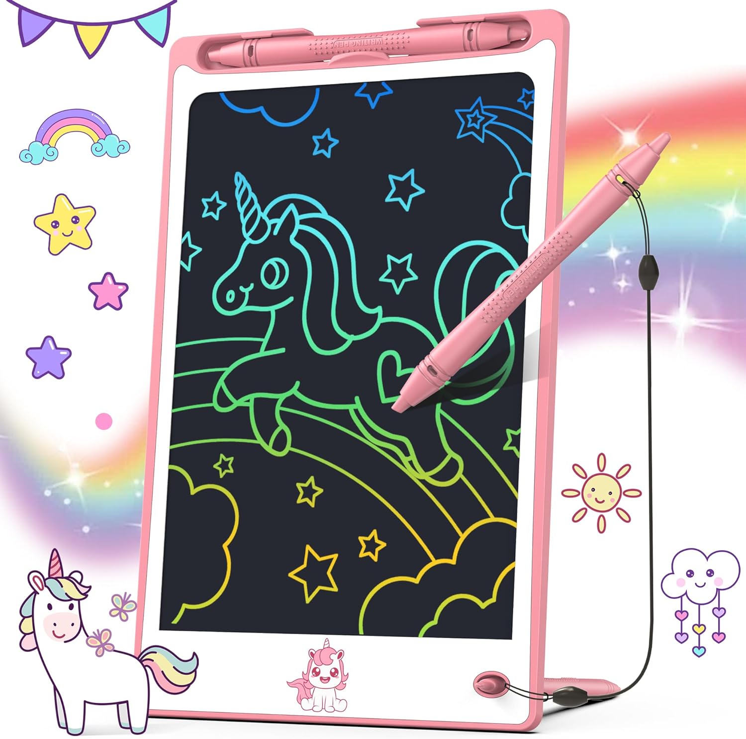 LCD Writing Tablet for Kids 8.8 Inch, Kids Toys for Girls Boys Drawing Pad for 3 4 5 6 7 8 Year Old Kid, Toddler Drawing Doodle Board Travel Essentials Christmas Birthday Gift for Kids -Pink