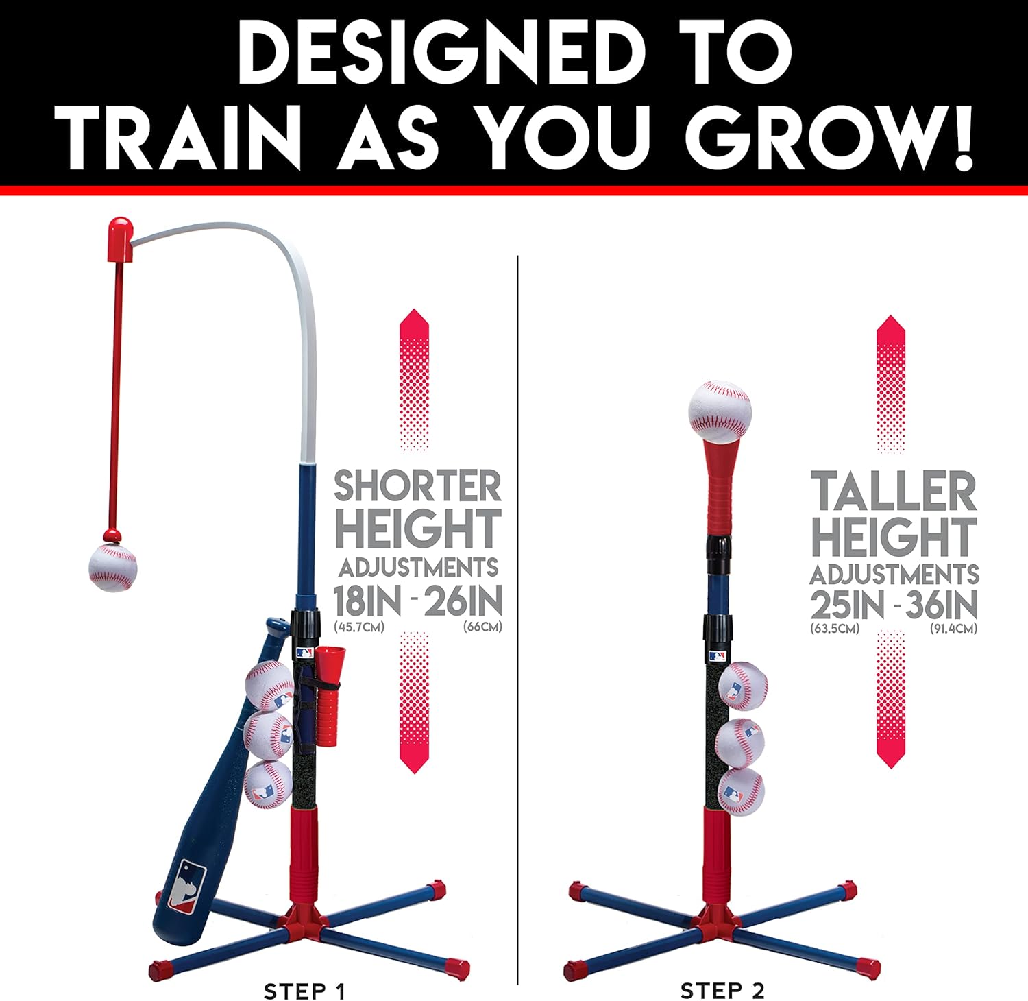 Grow-With-Me Kids Baseball Batting Tee + Stand Set for Youth + Toddlers - Youth Baseball, Softball + Teeball Hitting Tee Set for Boys + Girls