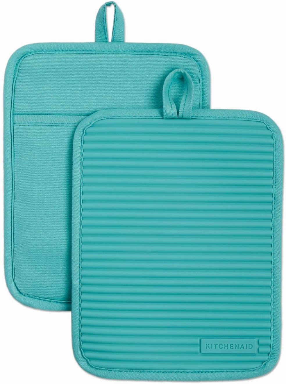 Ribbed Soft Silicone Water Resistant Pot Holder Set, Milkshake , 2 Piece Set, 7"X9"