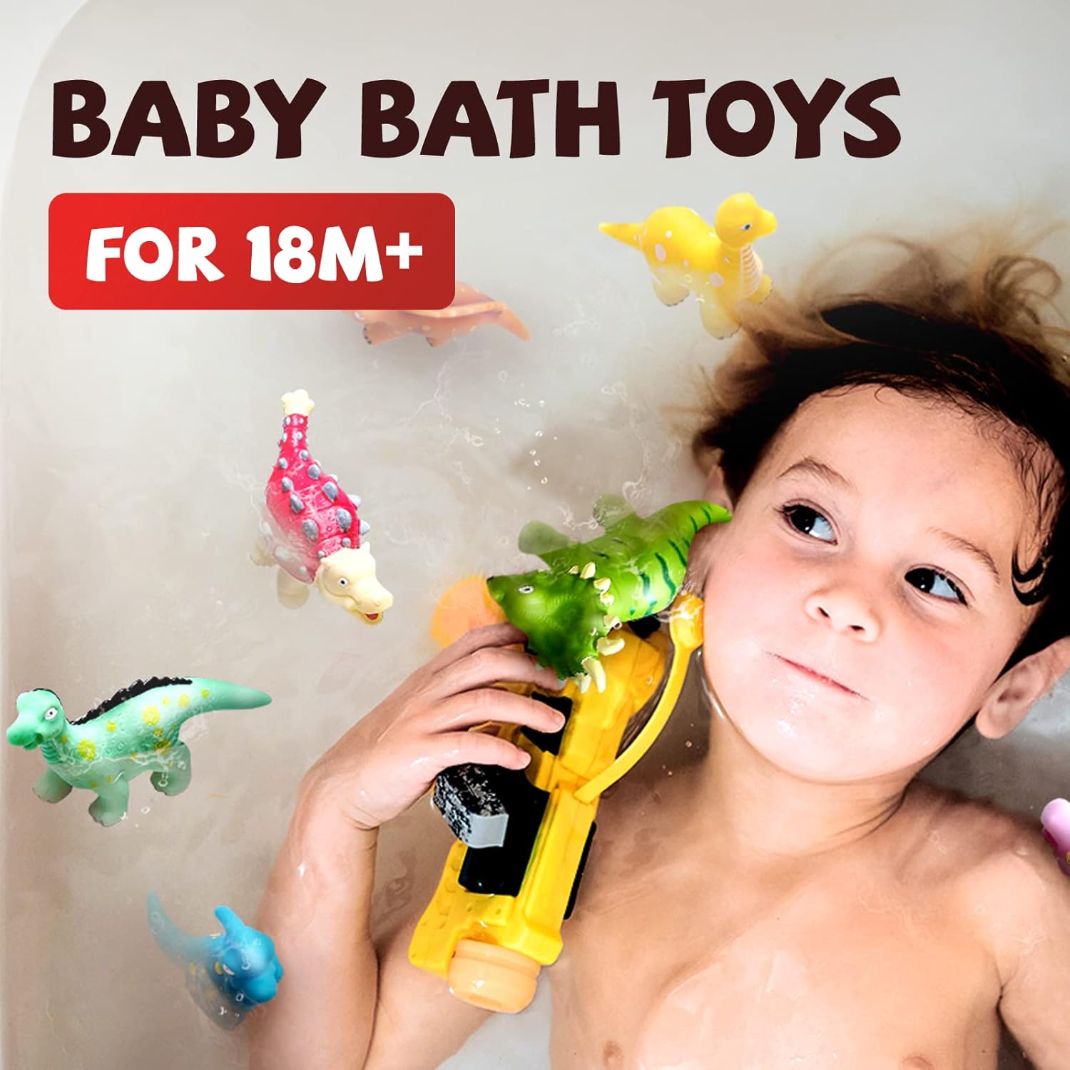 Dinosaur Bath Toys - No Hole Bath Toys for Kids,Baby Bath Toys for Shower Water Pool Toys