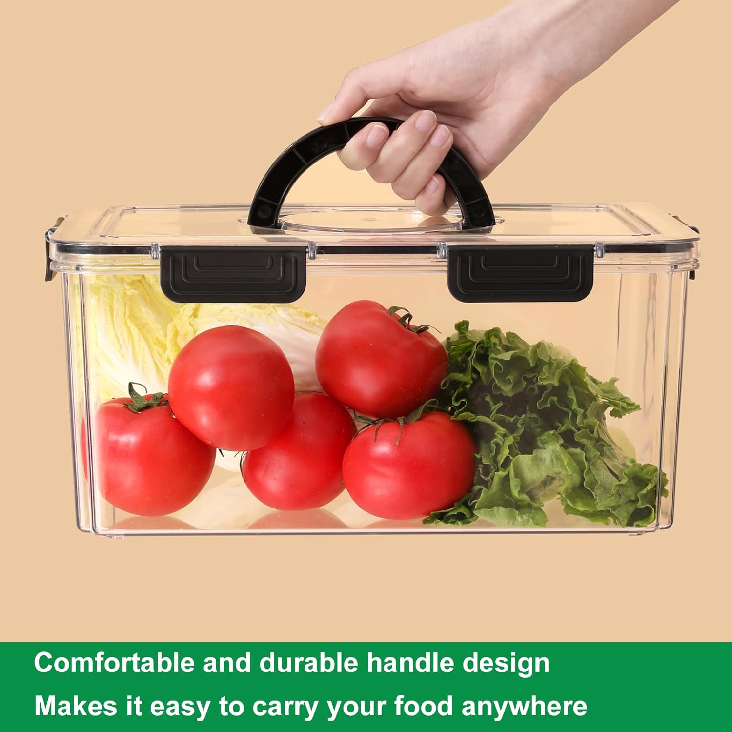 Airtight Fruit Storage Containers for Fridge with Lids & Handle, Bpa-Free Food Storage Container with 4 Removable Colanders, Berry Vegetable Fresh Produce Saver, Refrigerator Organizer Bins