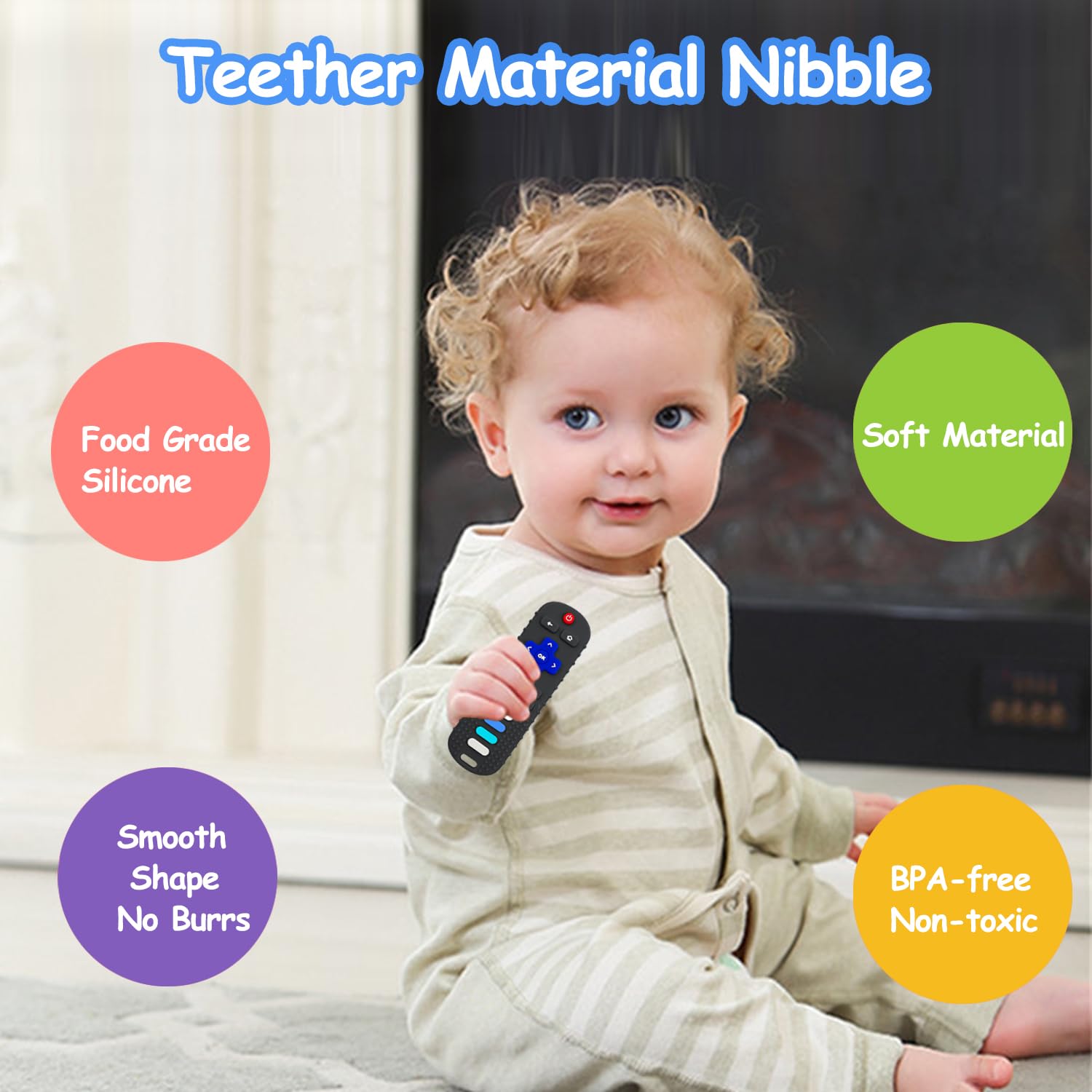 Baby Silicone Teething Toys, Toy Remote for Toddlers 6-18 Months, Kids Remote Teething Toy, TV Remote Teether Toys, BPA Free & Refrigerator Safe