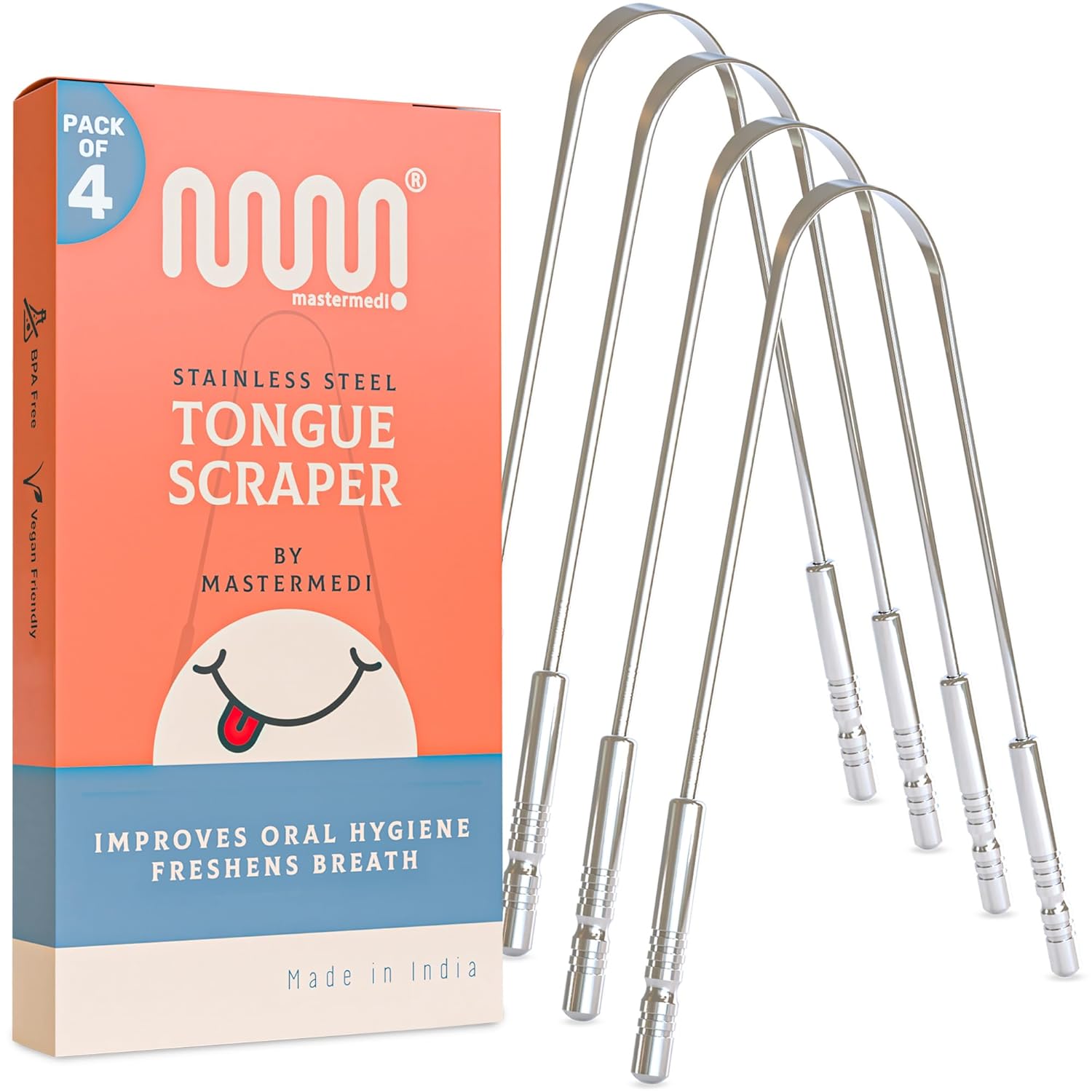 Tongue Scraper with Case Easy to Use Tongue Scraper for Adults, Tongue Cleaner for Oral Care & Hygiene (Single Pack (With Travel Case))