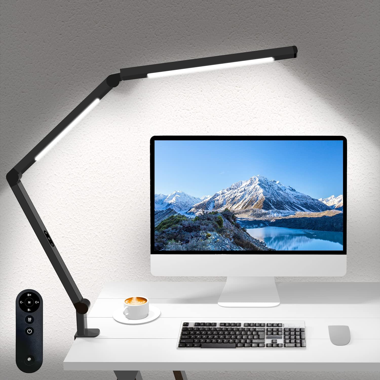 LED Desk Lamp with Clamp, Architect Desk Lamp with Dual Light and Adjustable Swing Arm, Clip-On Eye-Care 4 CCT Modes & 5 Brightness Levels Table Light Modern Desk Light for Home Office