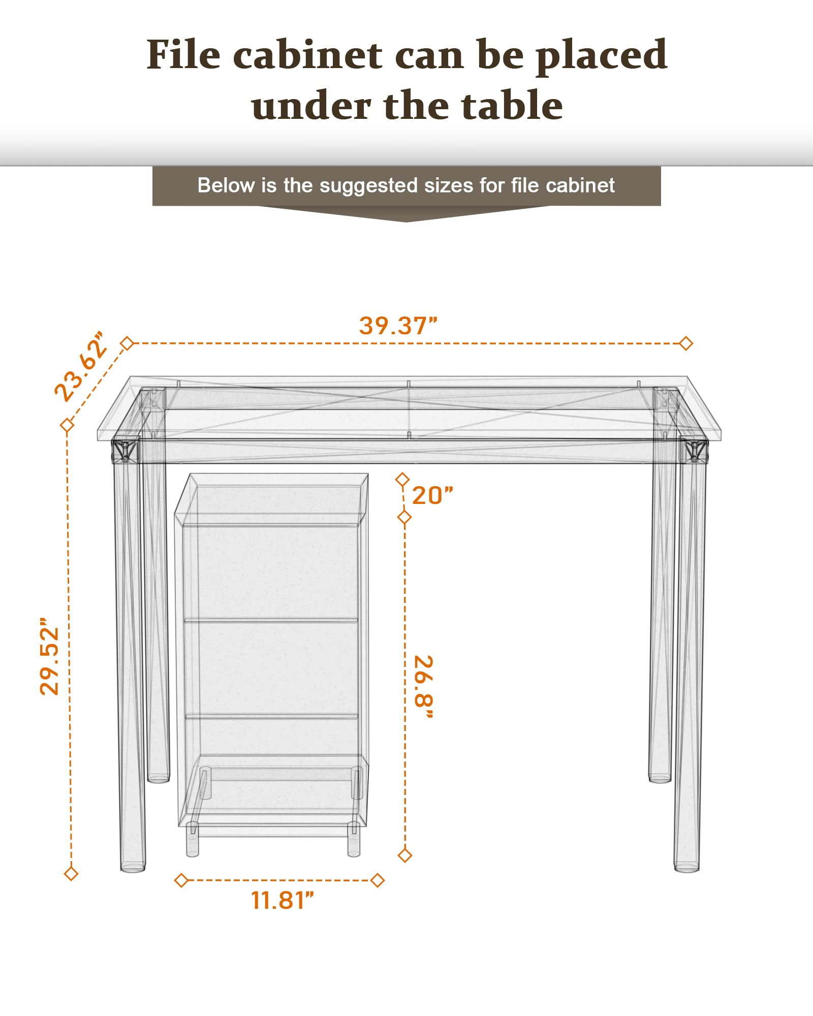 Computer Desk/Dining Table Office Desk Sturdy Writing Workstation for Home Office (55.11“, White Marbling+ Gold Frame)