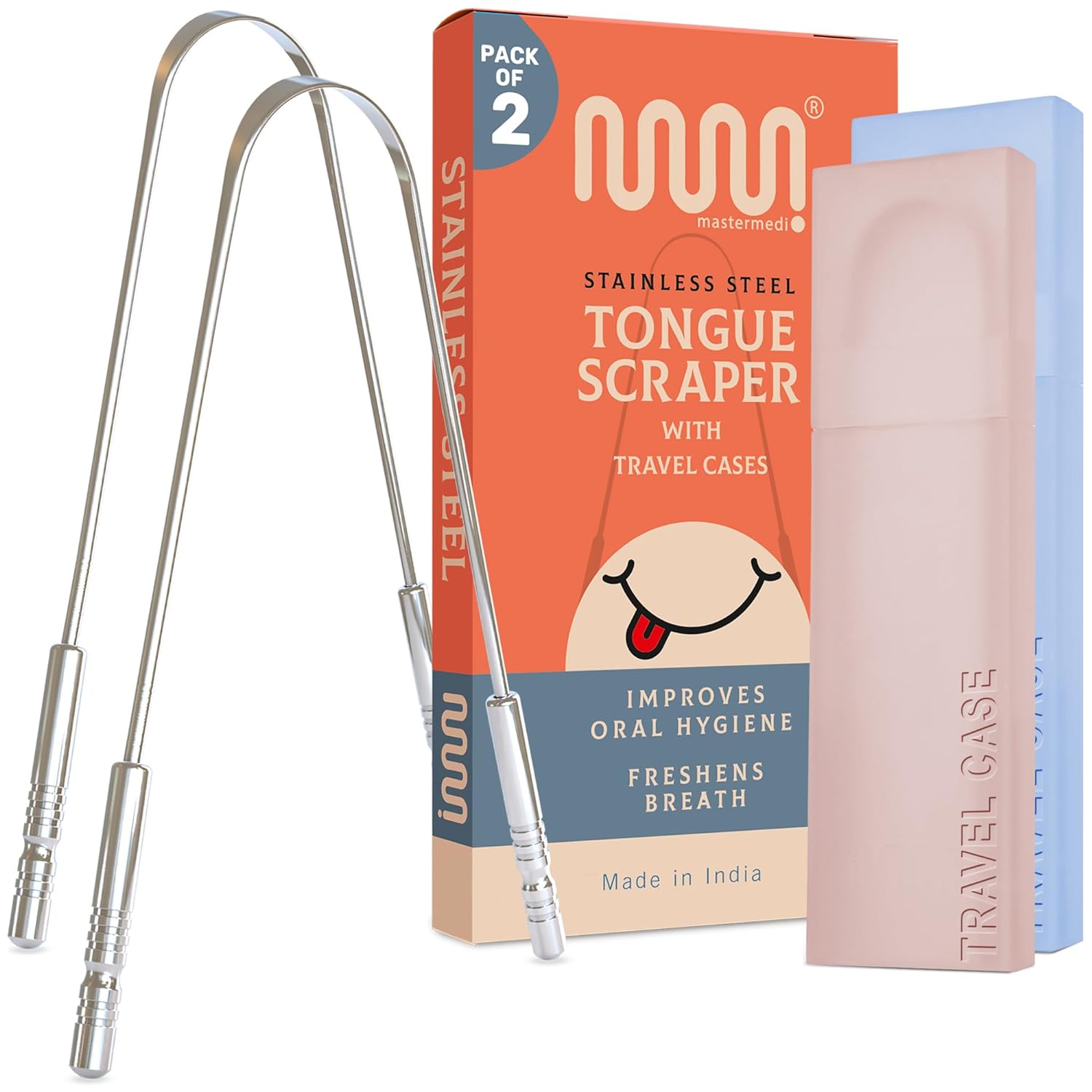 Tongue Scraper with Case Easy to Use Tongue Scraper for Adults, Tongue Cleaner for Oral Care & Hygiene (Single Pack (With Travel Case))