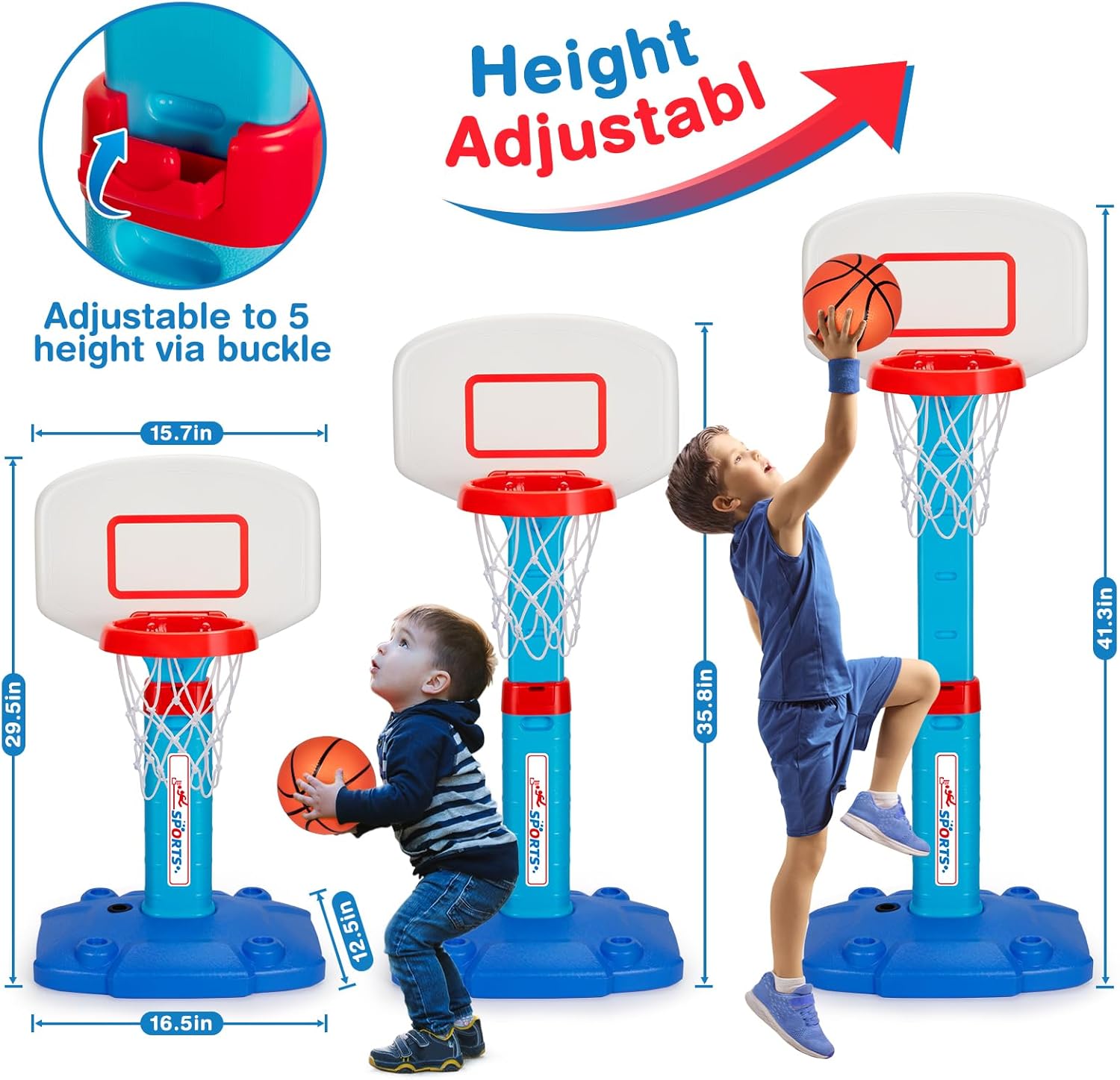 Basketball Hoop Indoor Outdoor Toys for Toddlers 1-3, Kids Basketball Hoop with 3 Balls, Adjustable Mini Basketball Goal, Christmas Birthday Sports Toys Gift for Baby Boys Girls Age 1 and Up