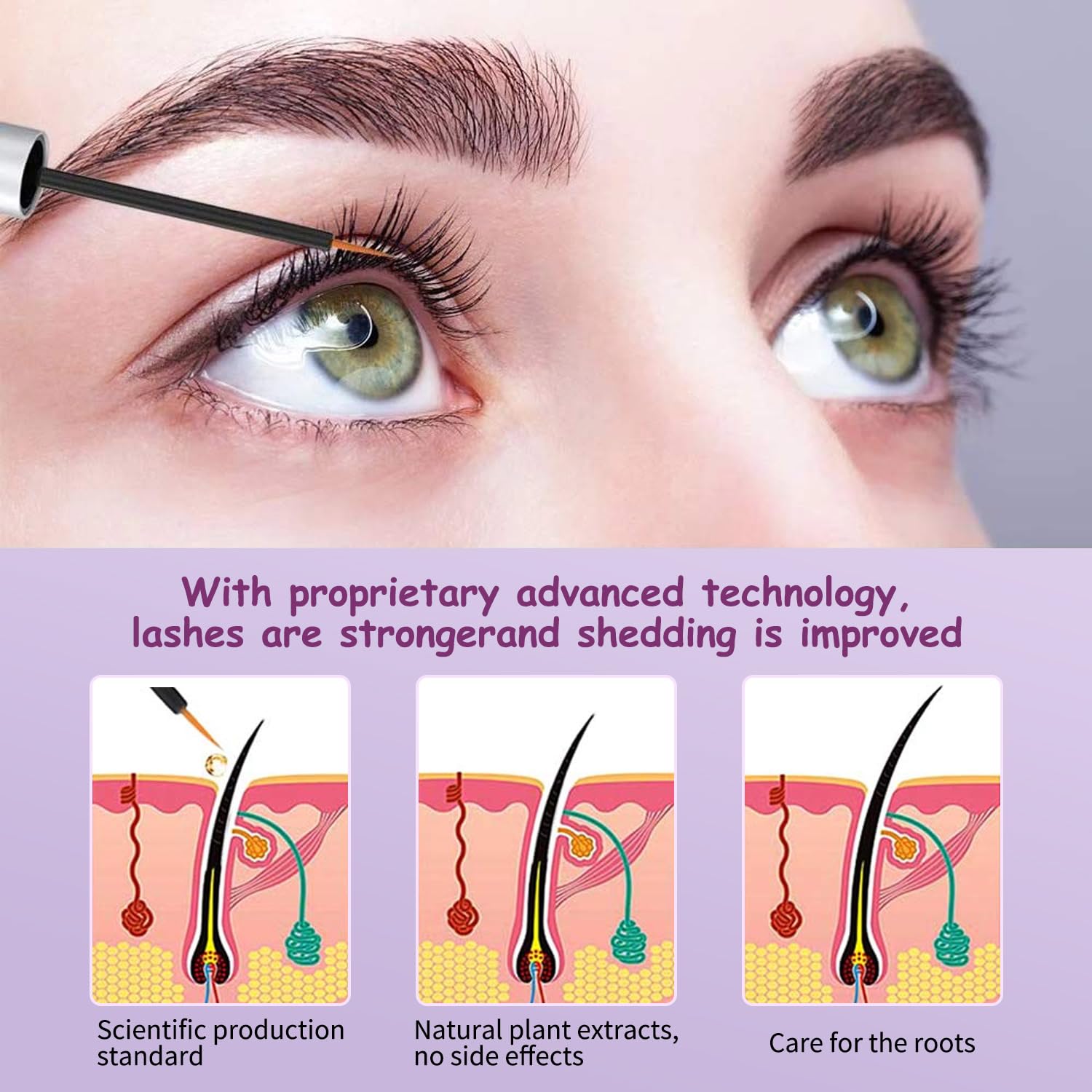 Advanced Eyelash Growth Serum with Natural Formula,Enhancement Lash Booster for Longer Fuller and Thicker Lash Enhancing Serum 5Ml